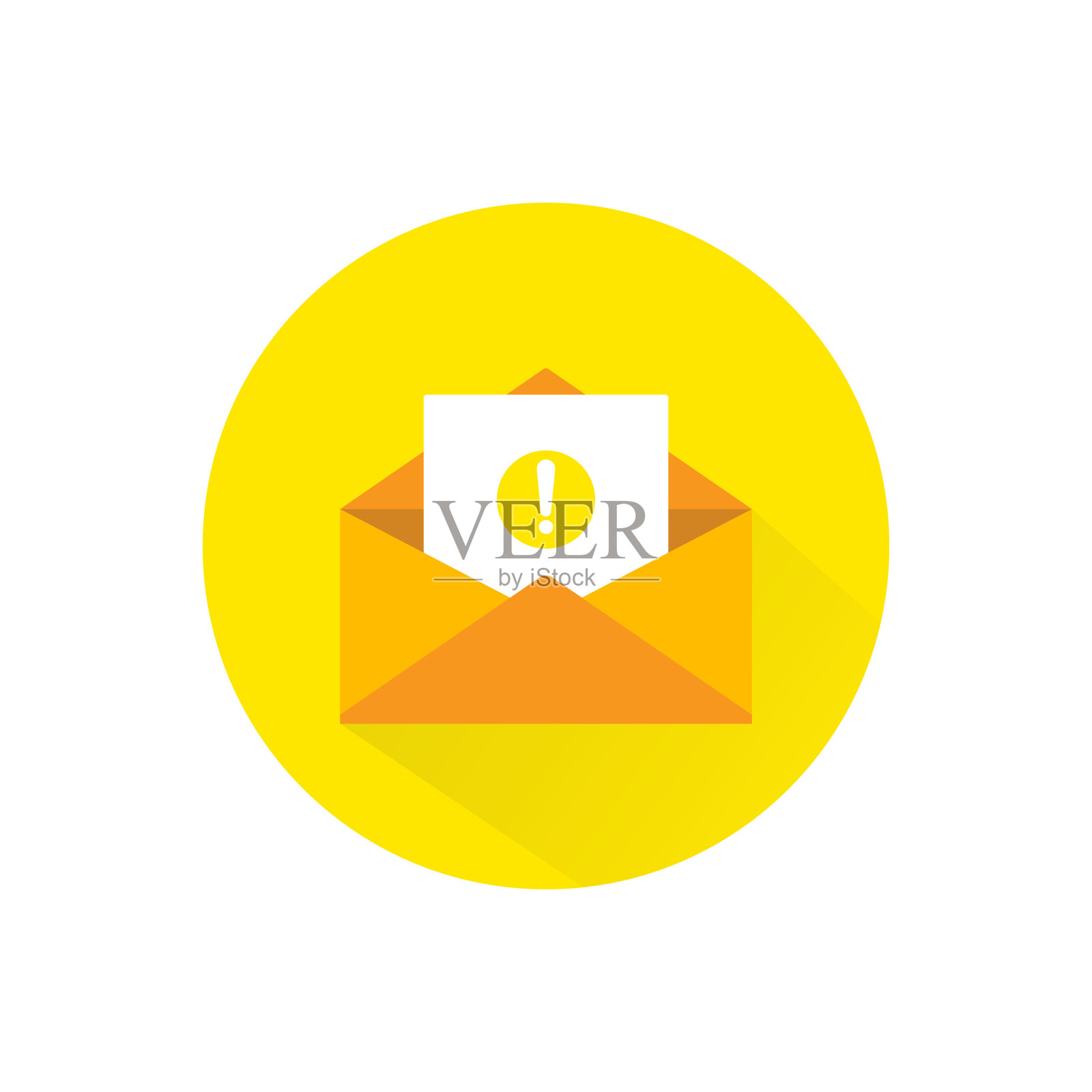 打开的信封和带有感叹号图标的文件。消息没有发送,错误或电子邮件,电子邮件,聊天,字母图标平在孤立的背景。每股收益10向量图标素材