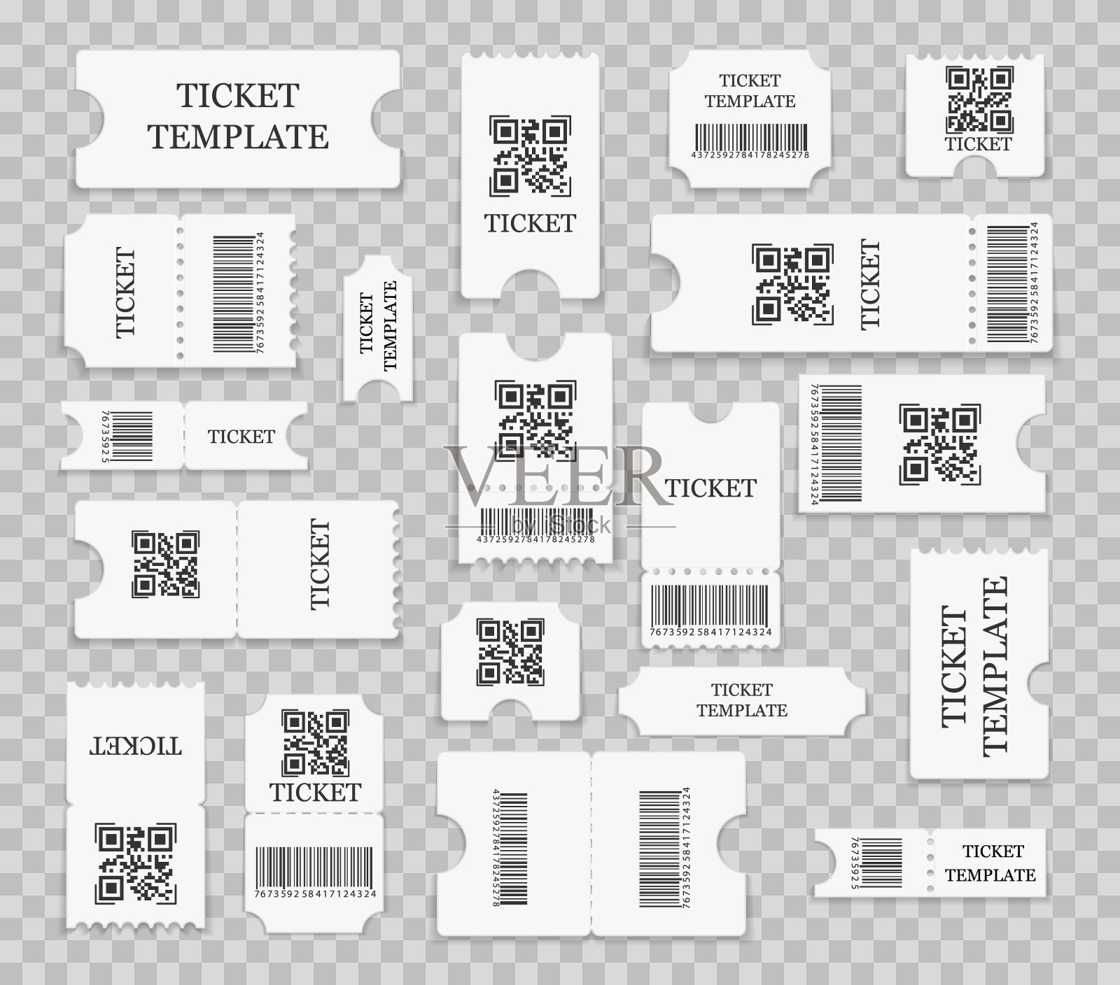 一套现实的票。设计模板素材