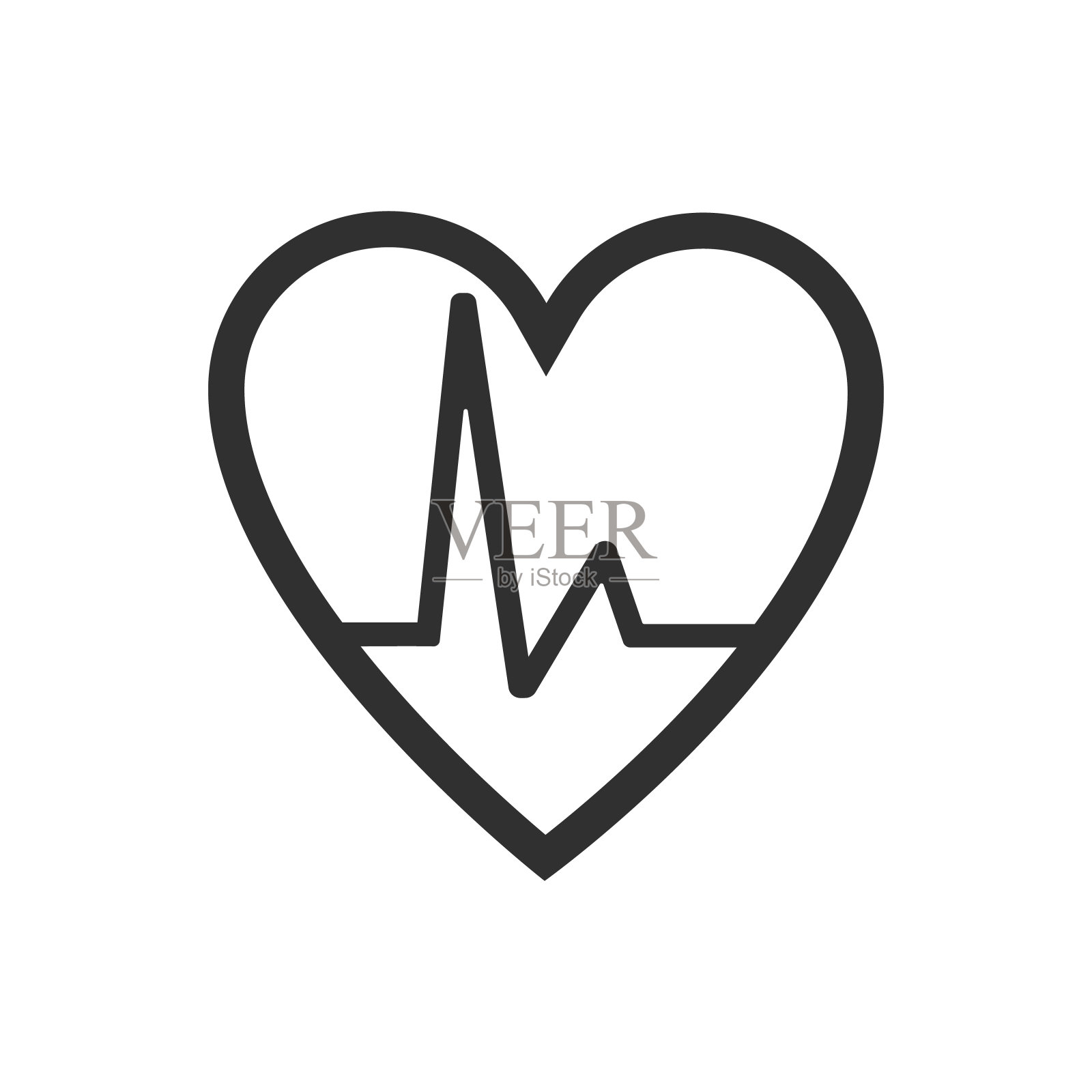 心与心的跳动图标孤立在白色的背景。矢量插图。图标素材