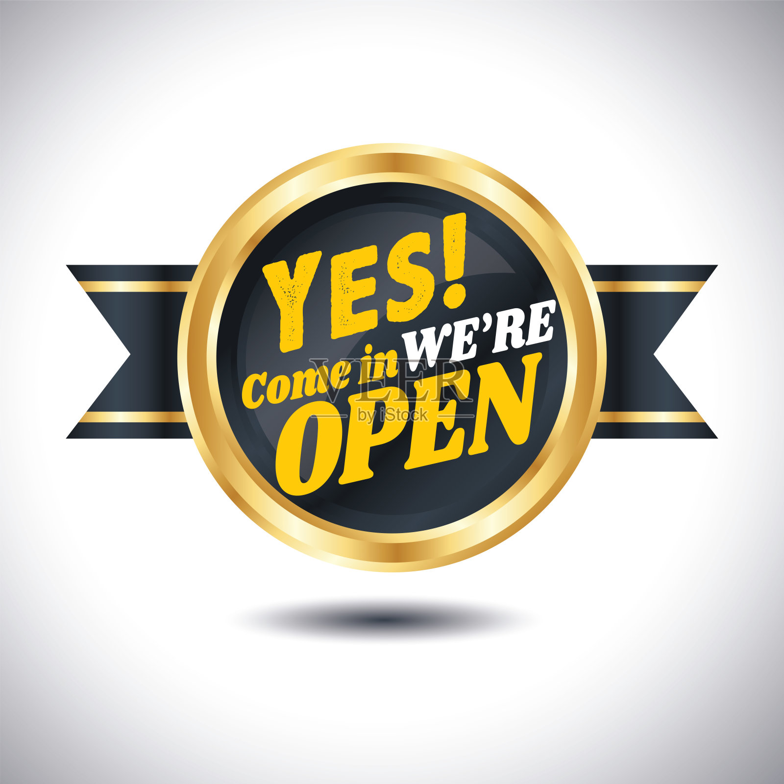 进来,我们是开放的孤立在贴纸图标插画图片素材