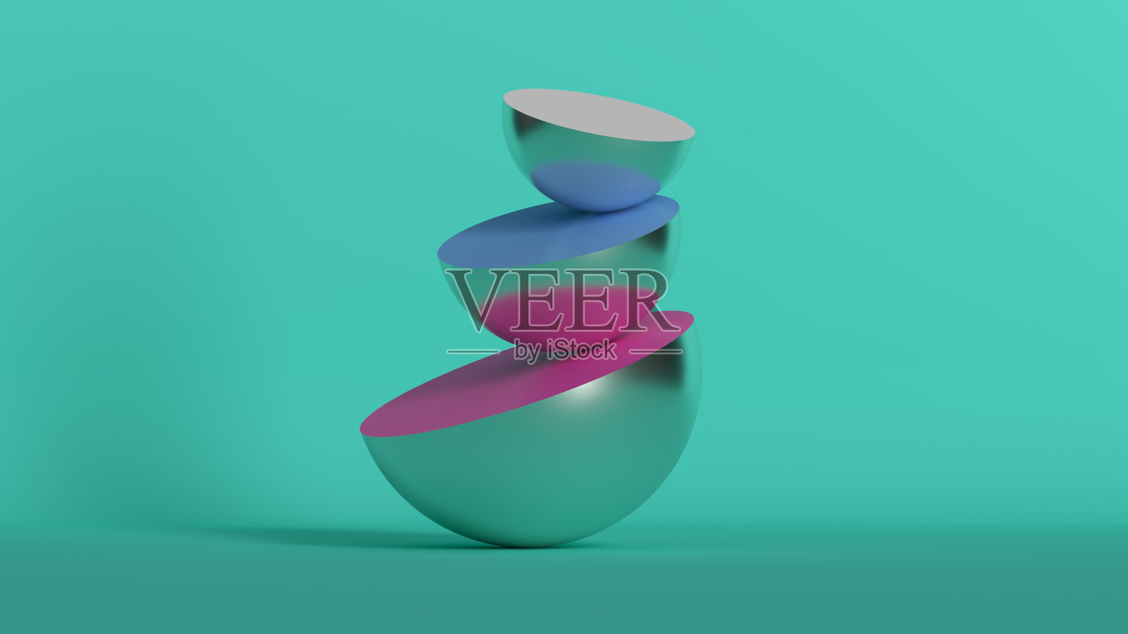 3d渲染现代平衡雕塑。由原始形状构成的图形。平滑的低对比度光线。照片摄影图片