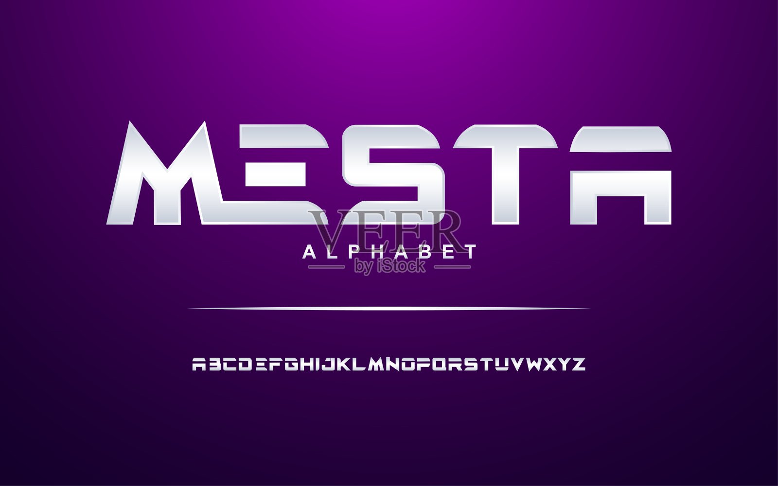 优雅的银色现代字母表套装插画图片素材