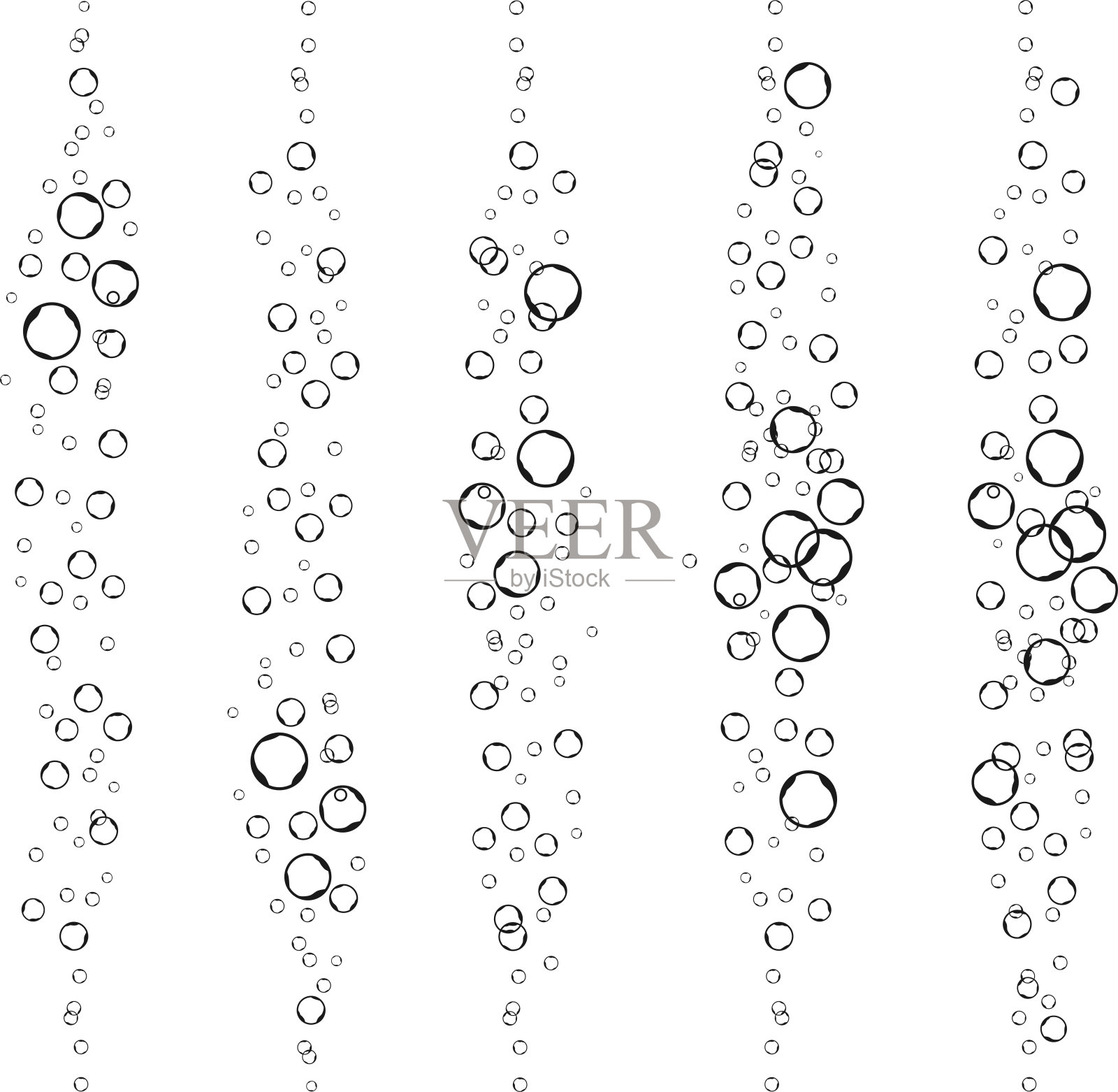 水下嘶嘶的空气,水或氧气泡的白色背景。插画图片素材