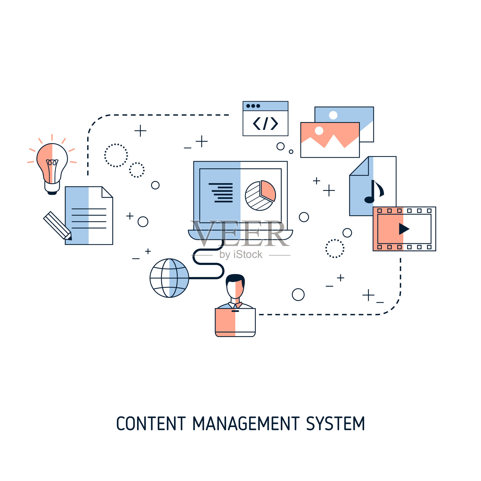 内容管理系统概念。插画图片素材