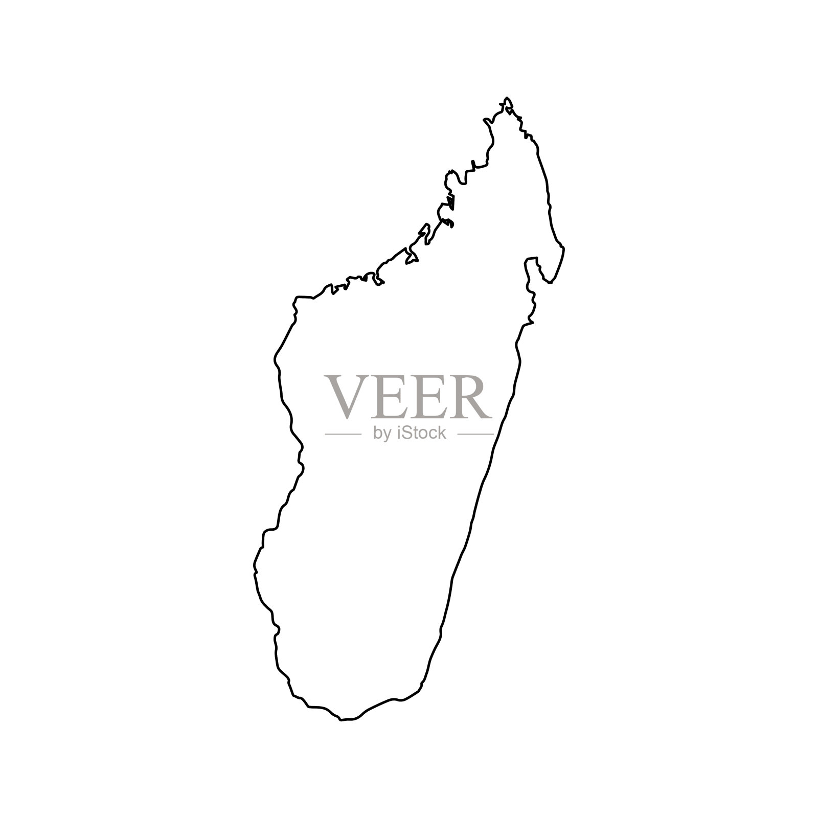 马达加斯加地图线轮廓国家非洲地图插图矢量非洲孤立在白色背景上插画图片素材