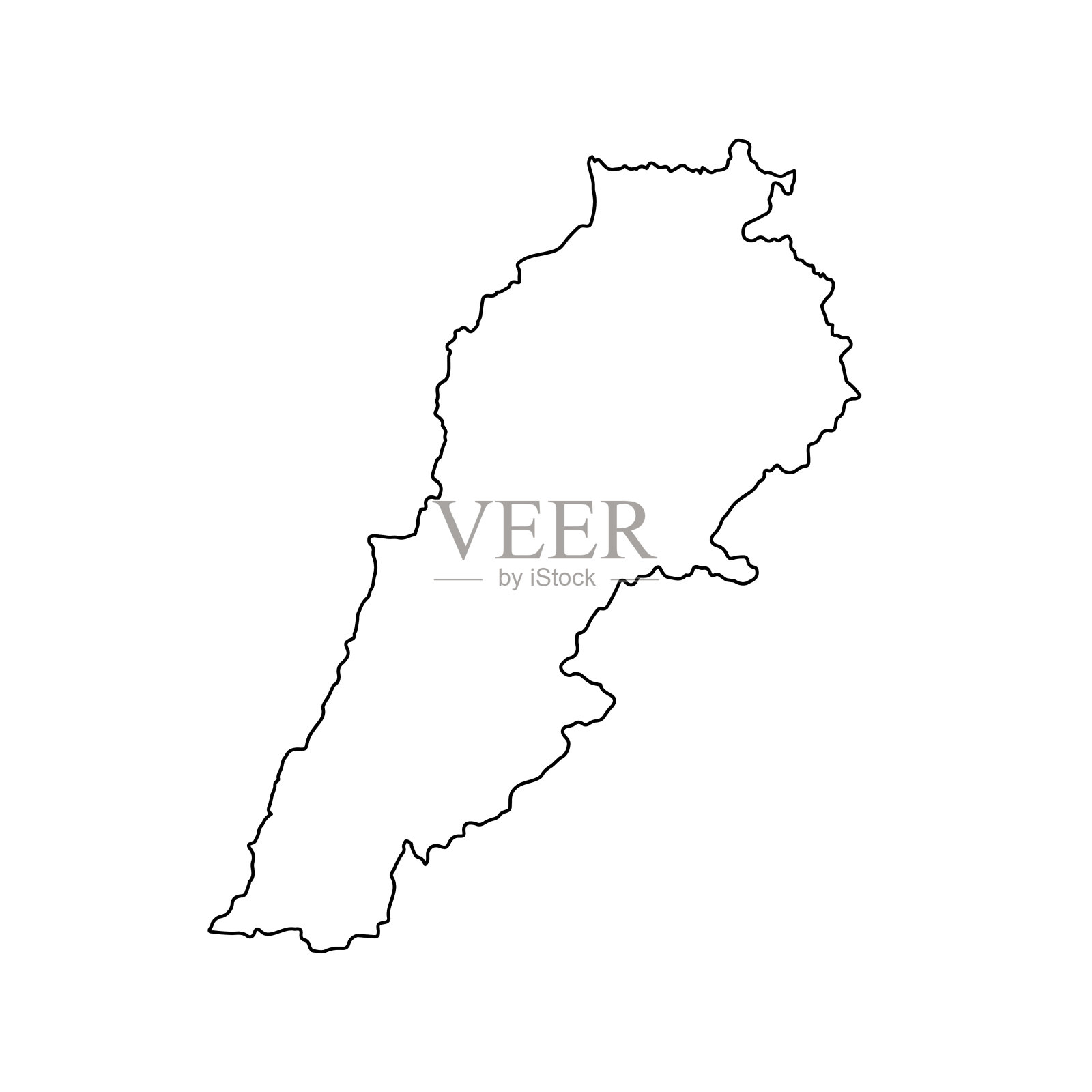 亚洲黎巴嫩国家线,亚洲地图插图,矢量孤立在白色背景,轮廓风格插画图片素材