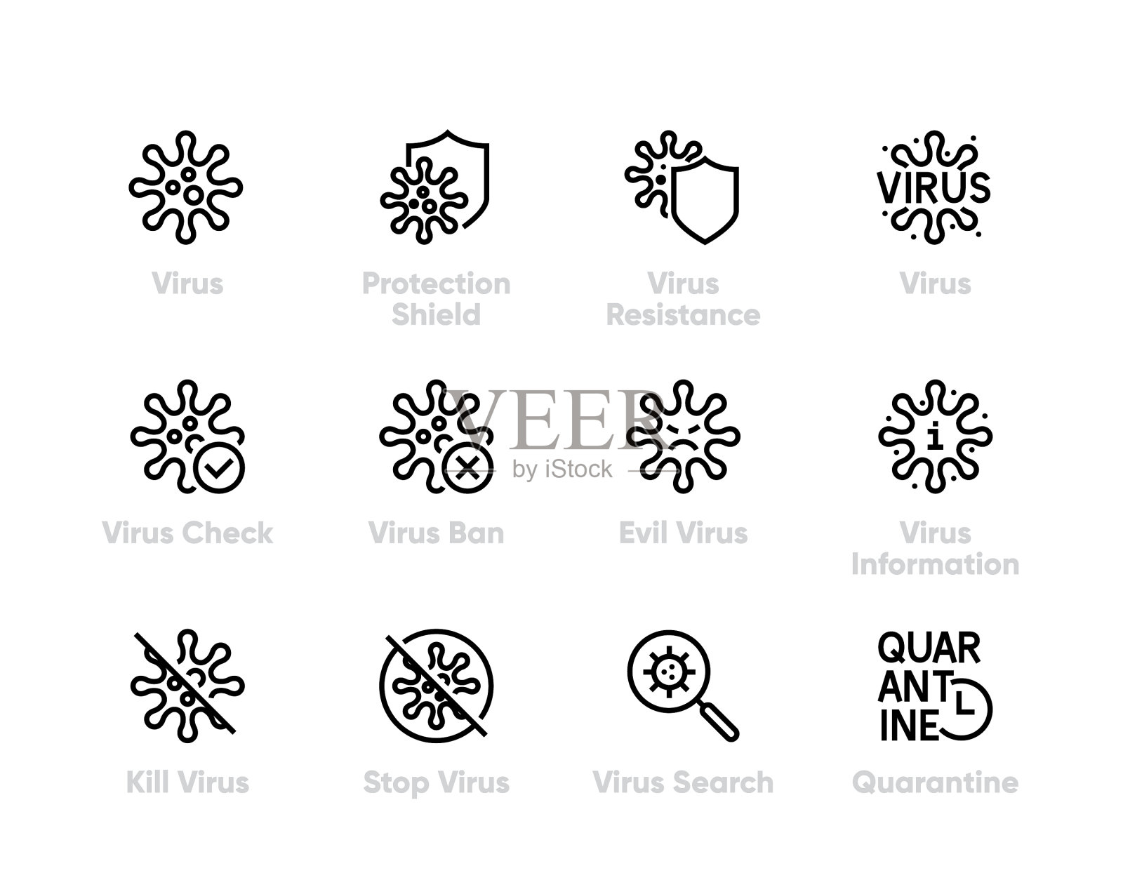 病毒图标设置生物危害阻止细菌图标素材
