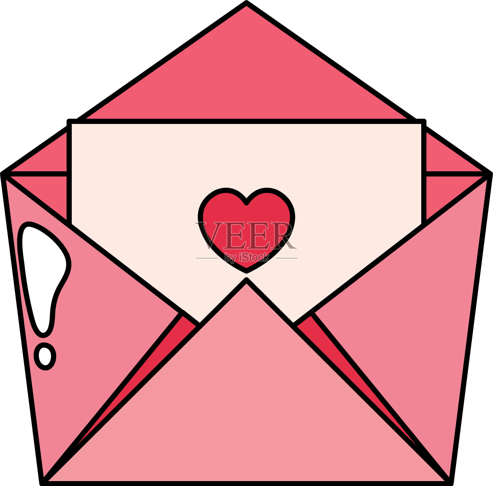 信封邮件与心隔离图标设计模板素材