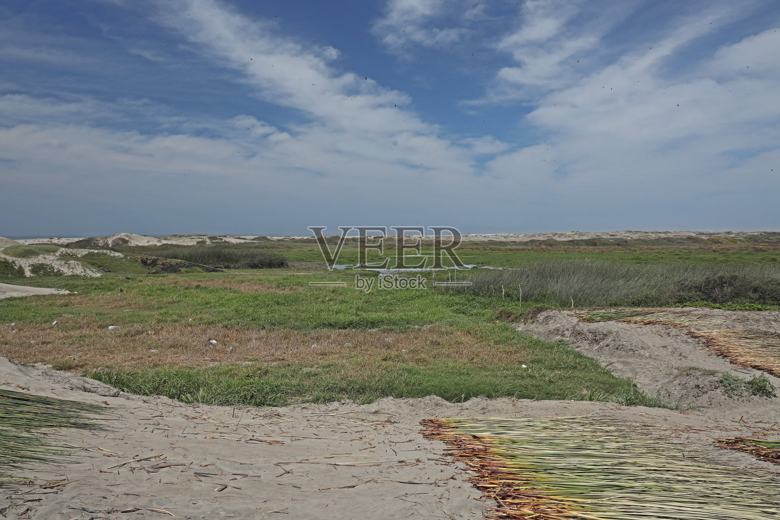海岸沼泽上空的云层照片摄影图片