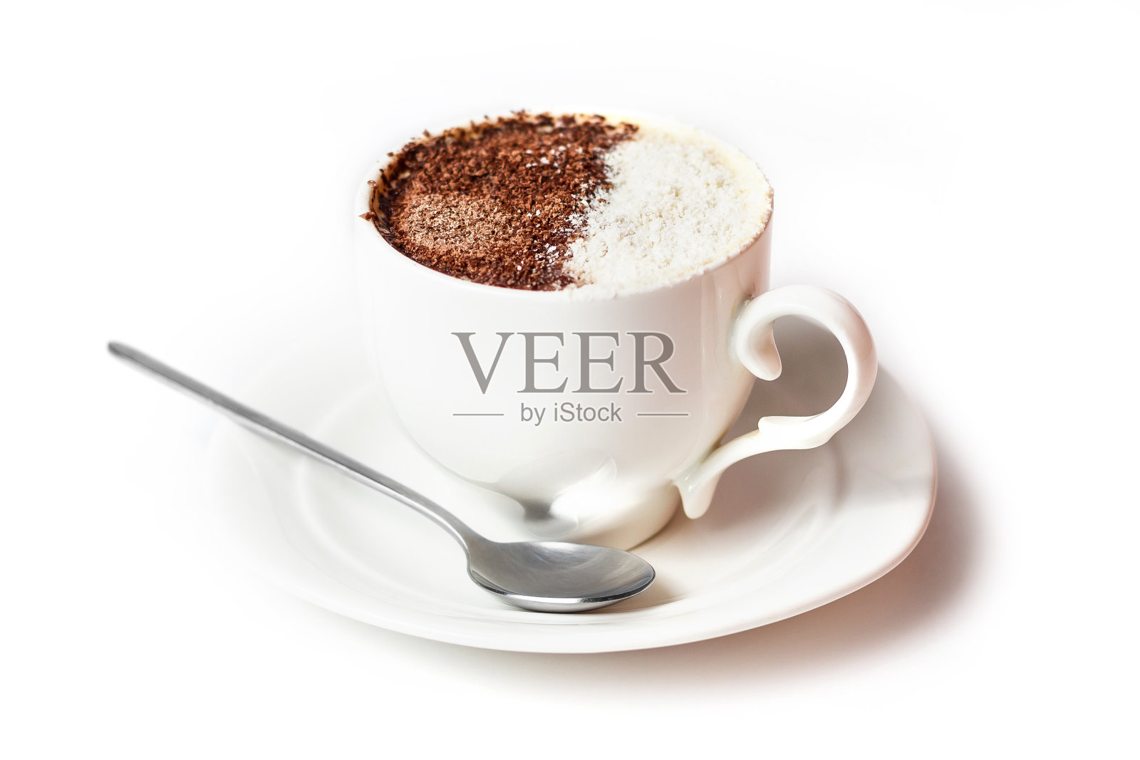 白底巧克力卡布奇诺杯照片摄影图片