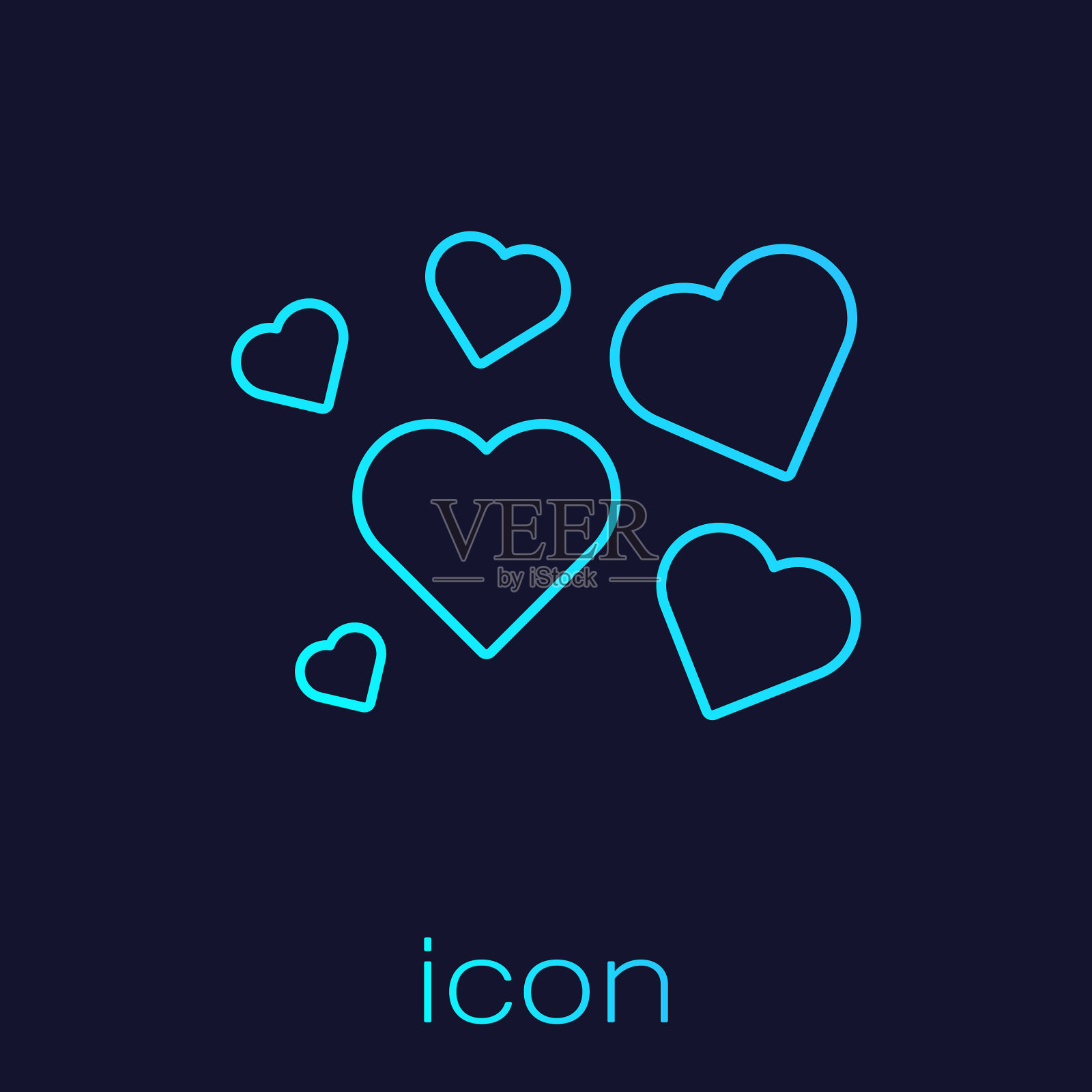 绿松石线心图标孤立在蓝色图标素材