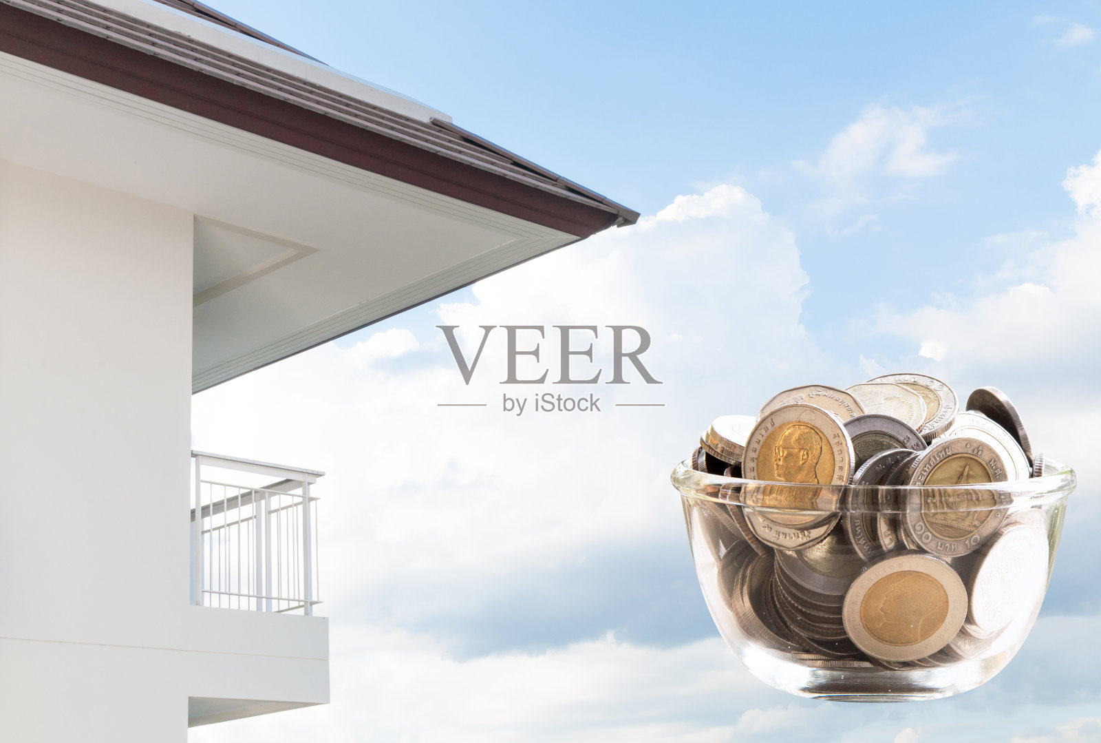 硬币,储蓄,货币储蓄和公寓照片摄影图片