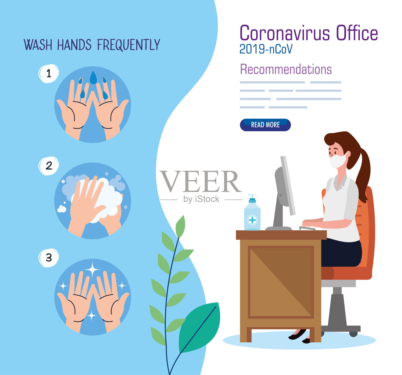 2019年新冠肺炎疫情办公室建议宣传活动插画图片素材