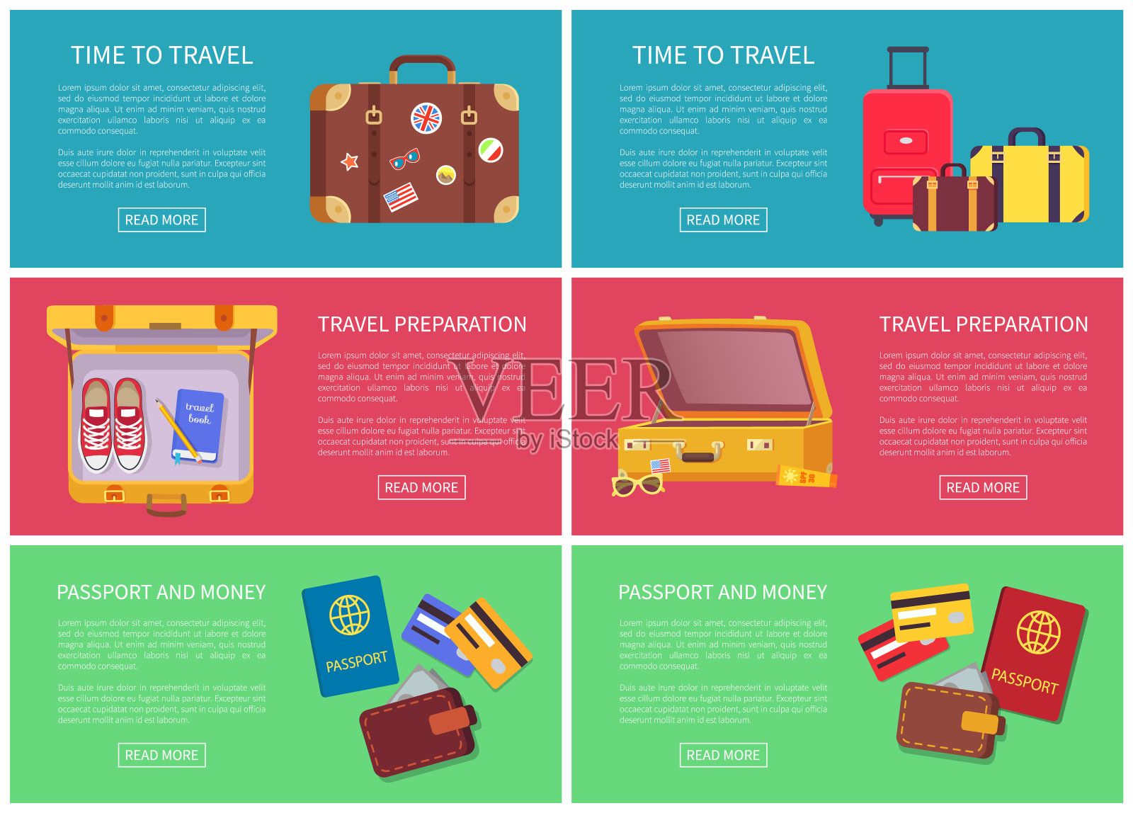 是时候旅行和准备旅行横幅了插画图片素材