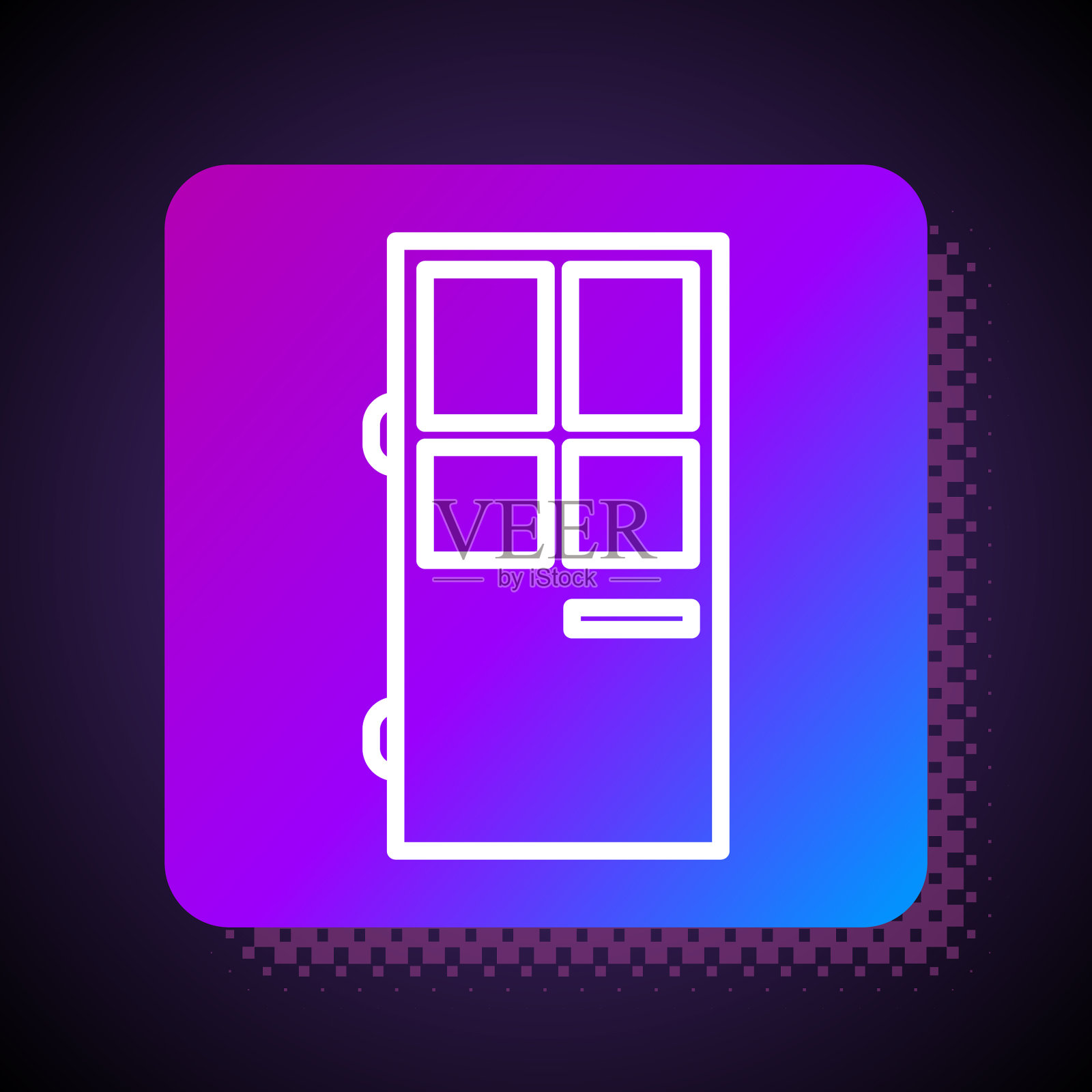 白色线关闭的门图标隔离在黑色插画图片素材