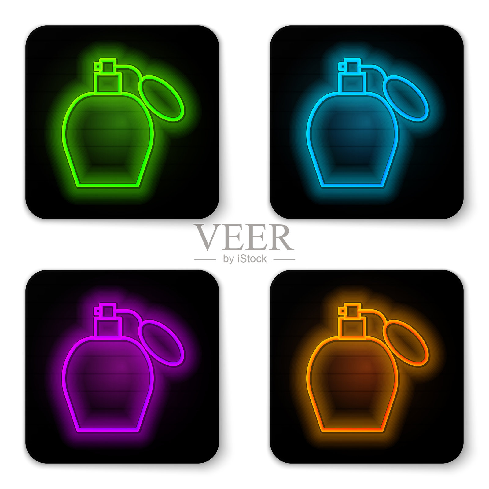 发光的霓虹灯线香水图标孤立在白色图标素材