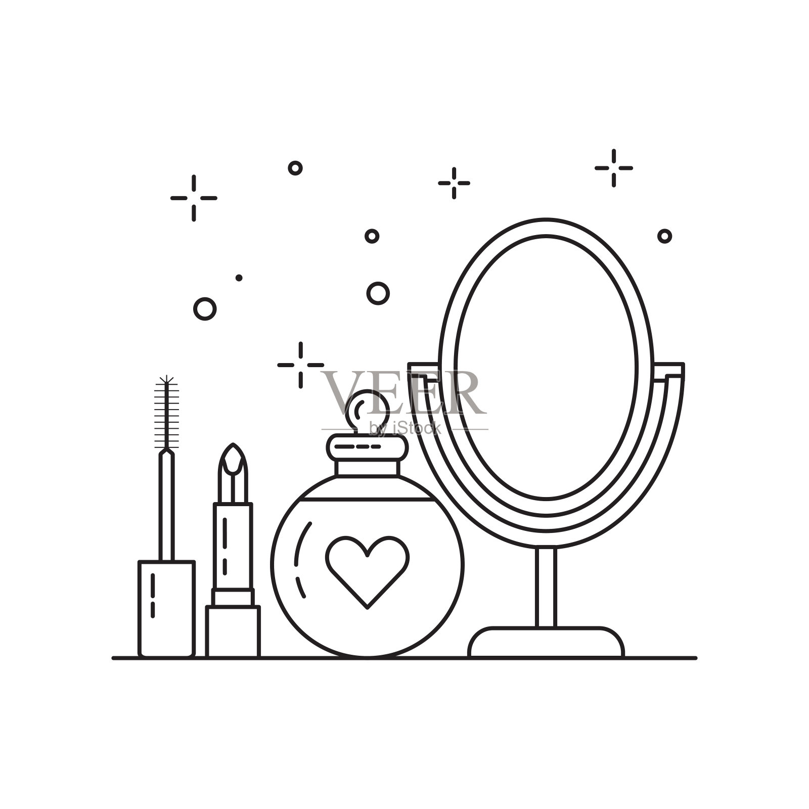 新娘化妆套件图标在线艺术插画图片素材