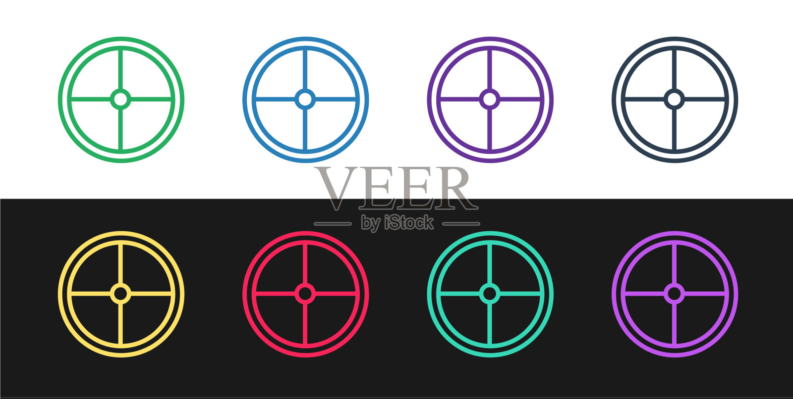 设置线轮木盾图标孤立上图标素材