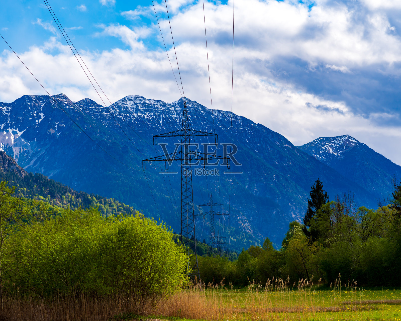 电塔穿过摩瑙苔藓照片摄影图片