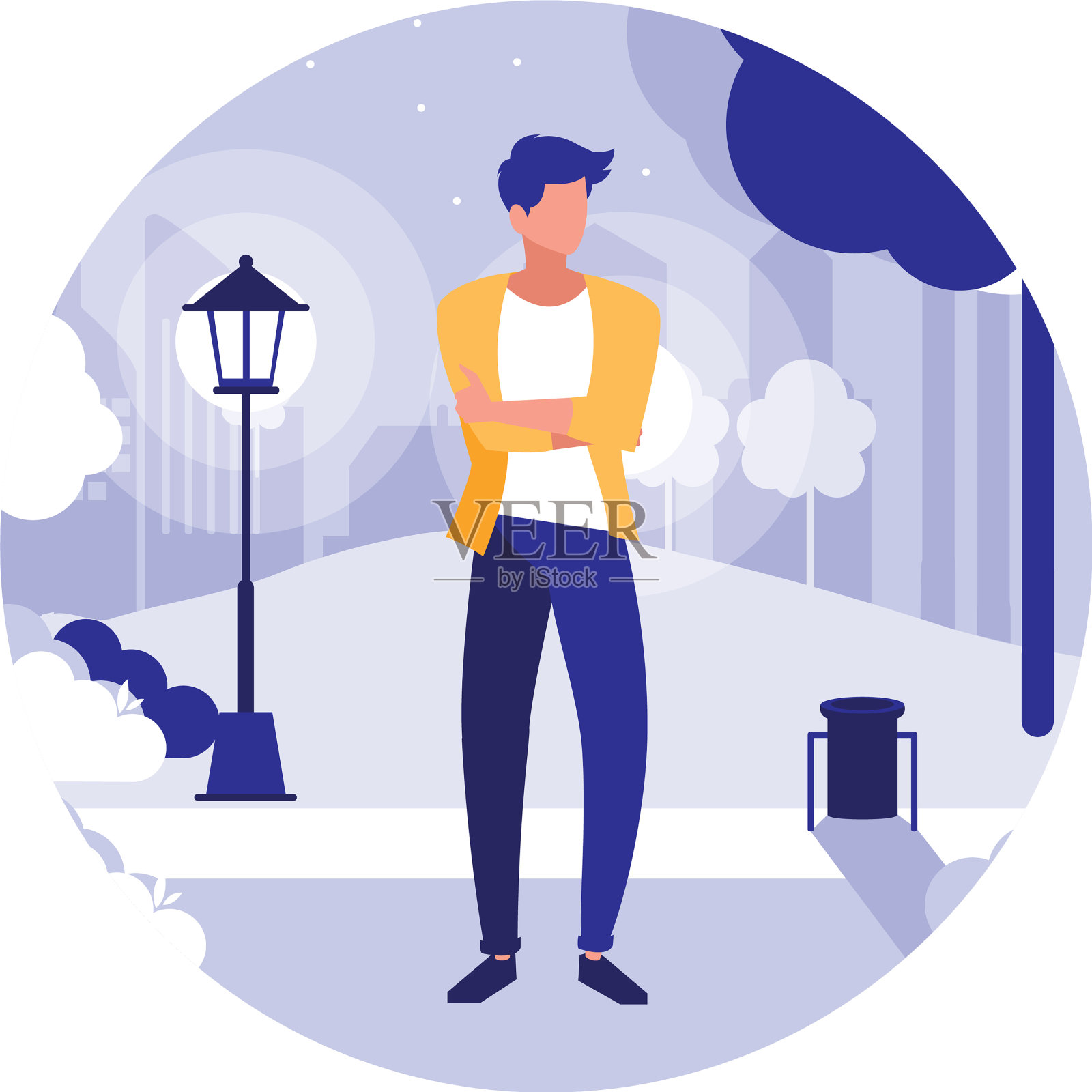 在城市公园里散步的人设计元素图片