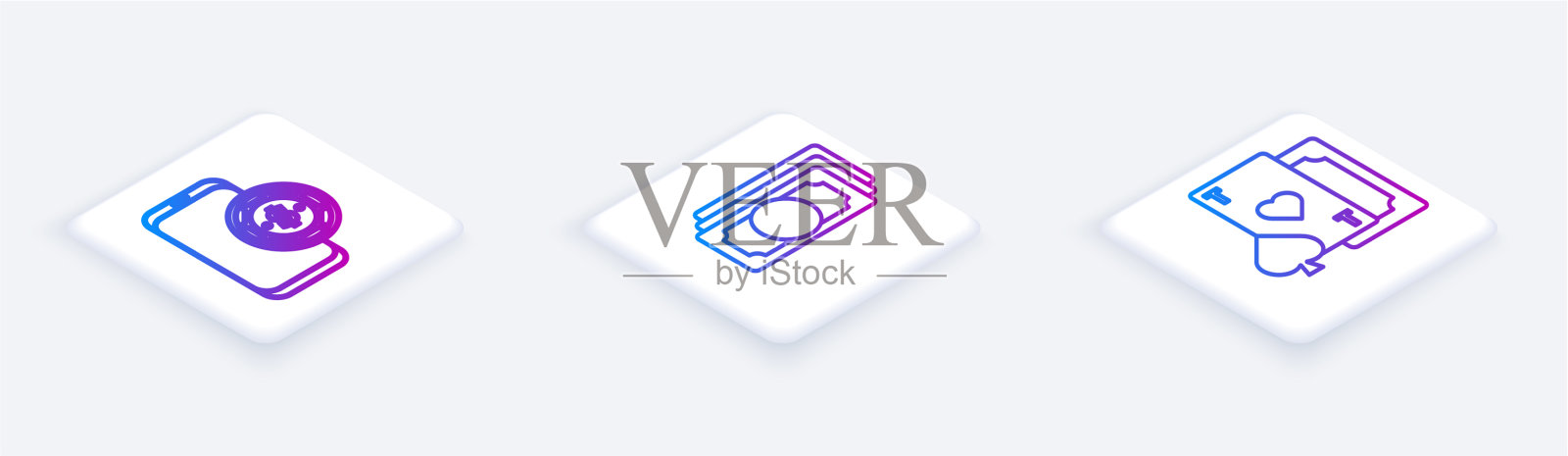 设置等距线在线扑克桌游堆栈图标素材