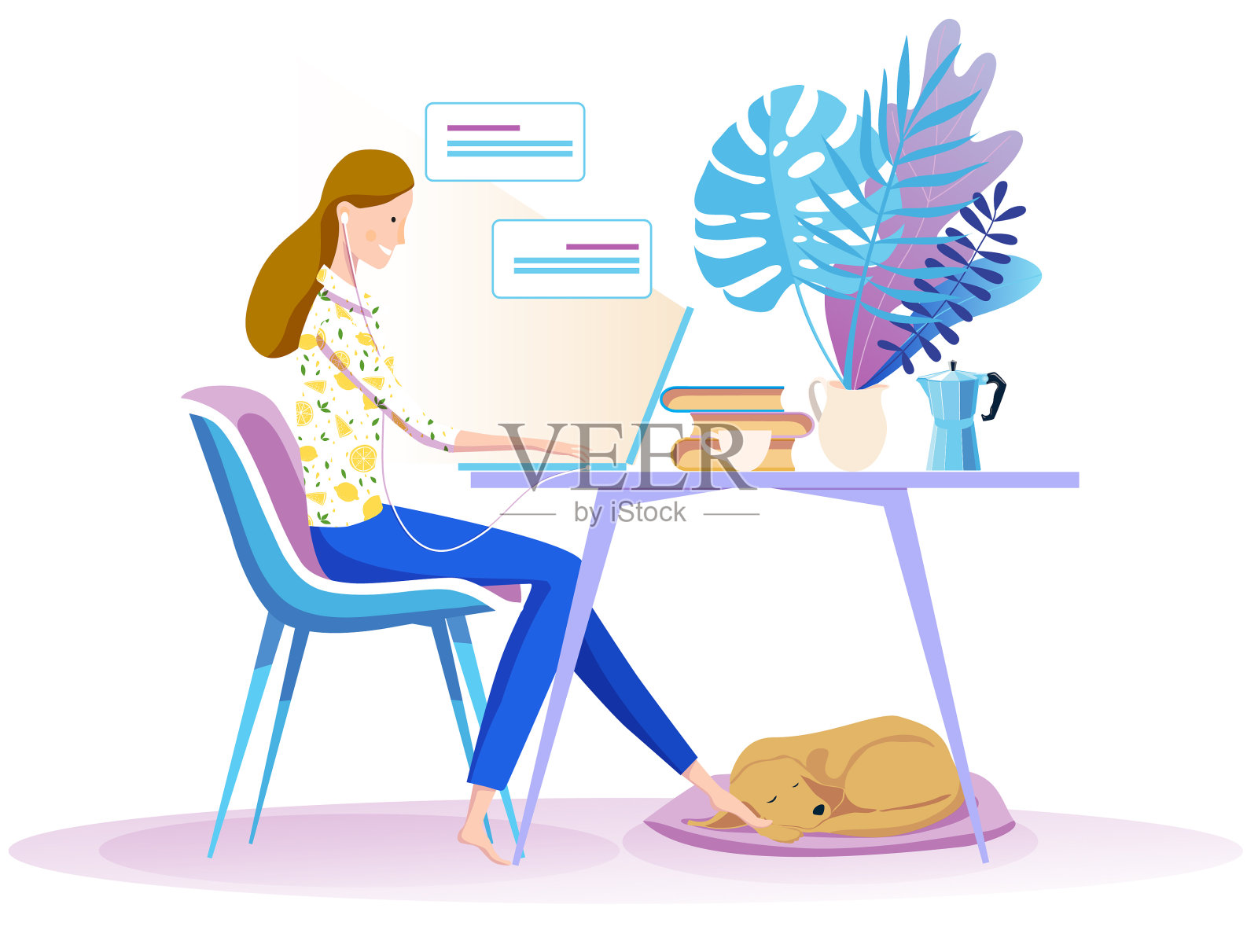 在家工作插画图片素材