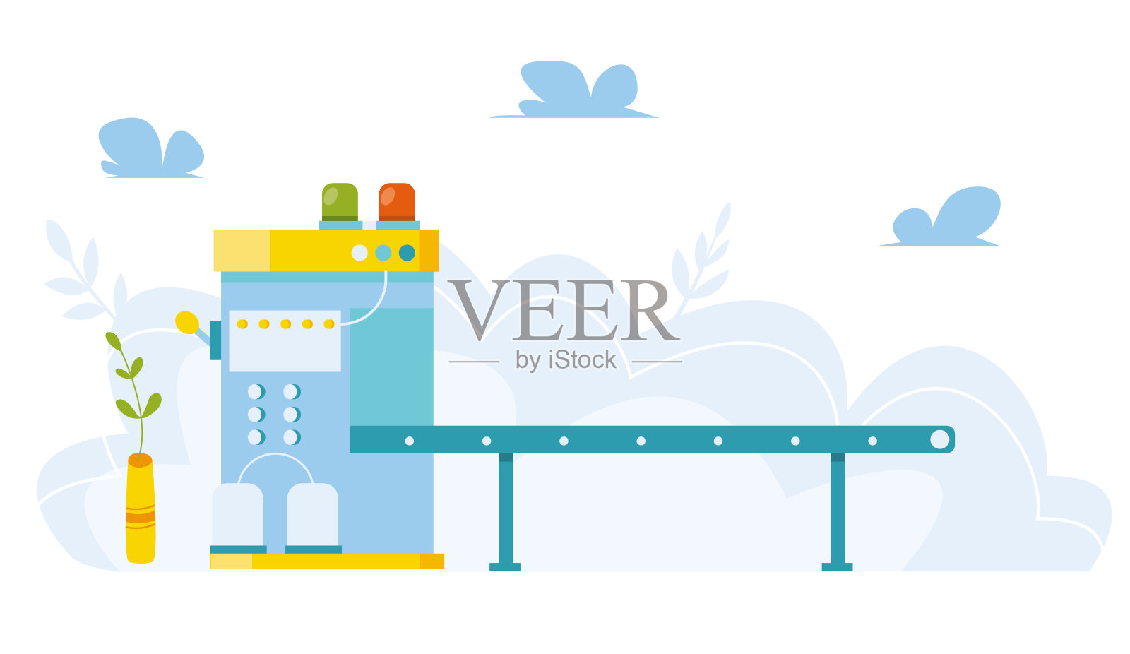 输送带在工厂。制造业。工业装配生产线。矢量插图。插画图片素材