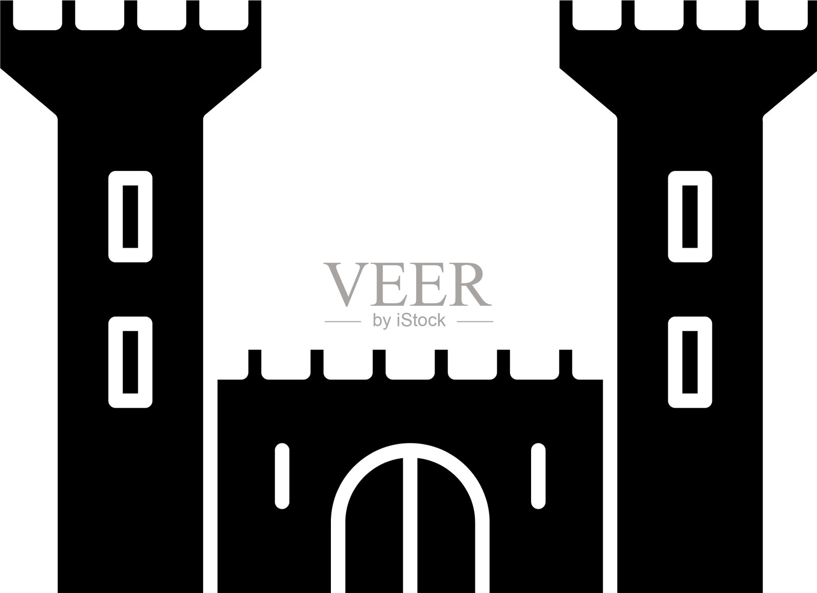 黑色城堡图标孤立在白色背景插画图片素材