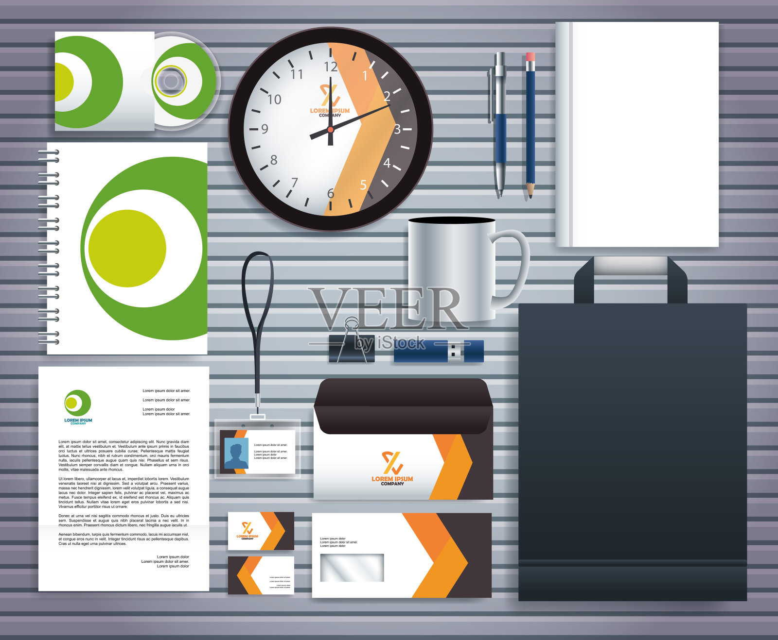 在灰色木质背景中设置固定模板插画图片素材