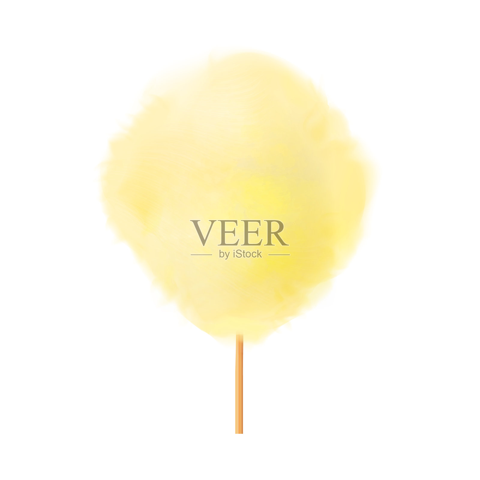 棉花糖。木棒上逼真的黄色棉花糖。在公园和美食节为孩子们准备的夏季美味和甜小吃。3d矢量现实插图孤立在白色背景插画图片素材