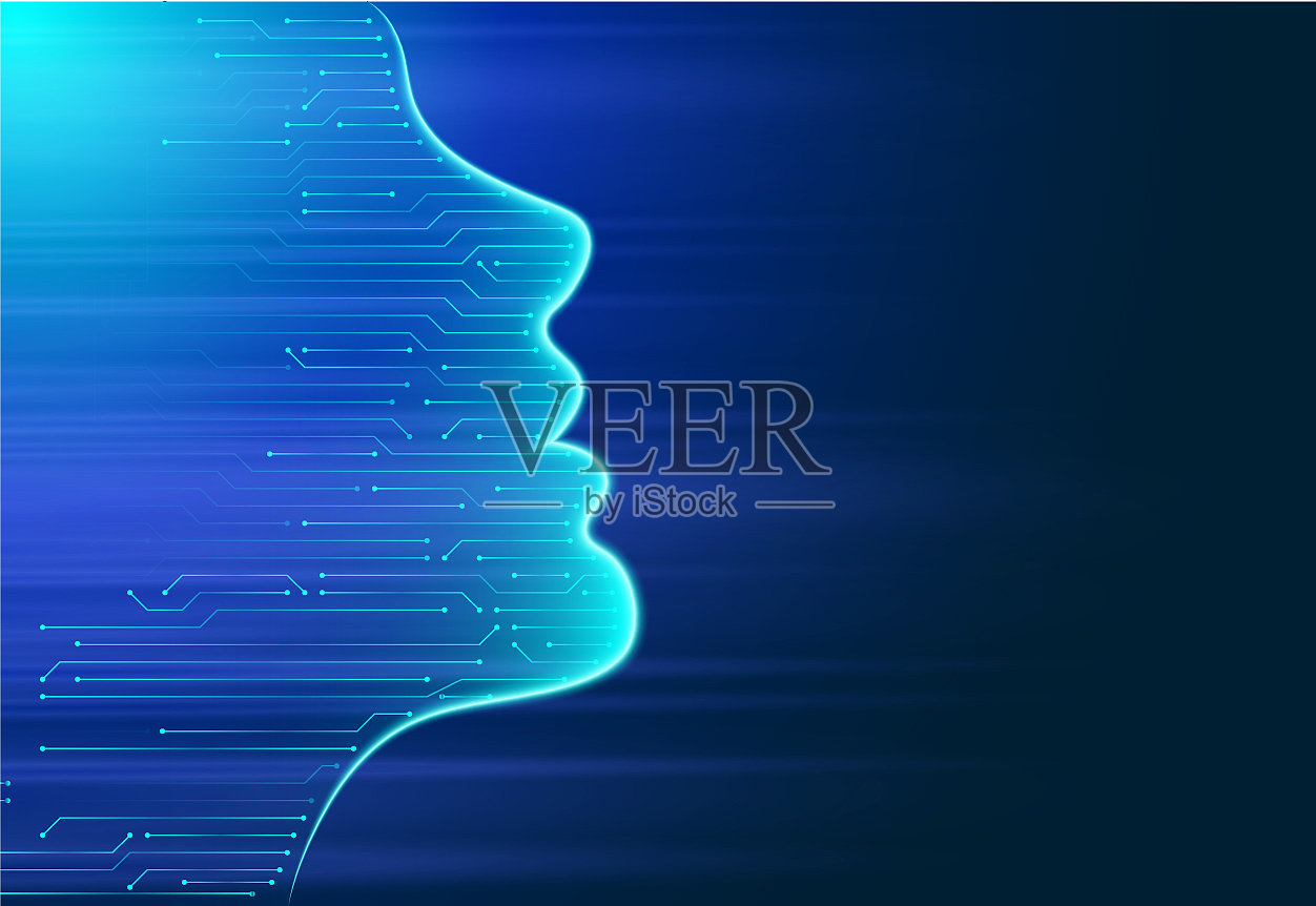 人工智能人脸的轮廓插画图片素材