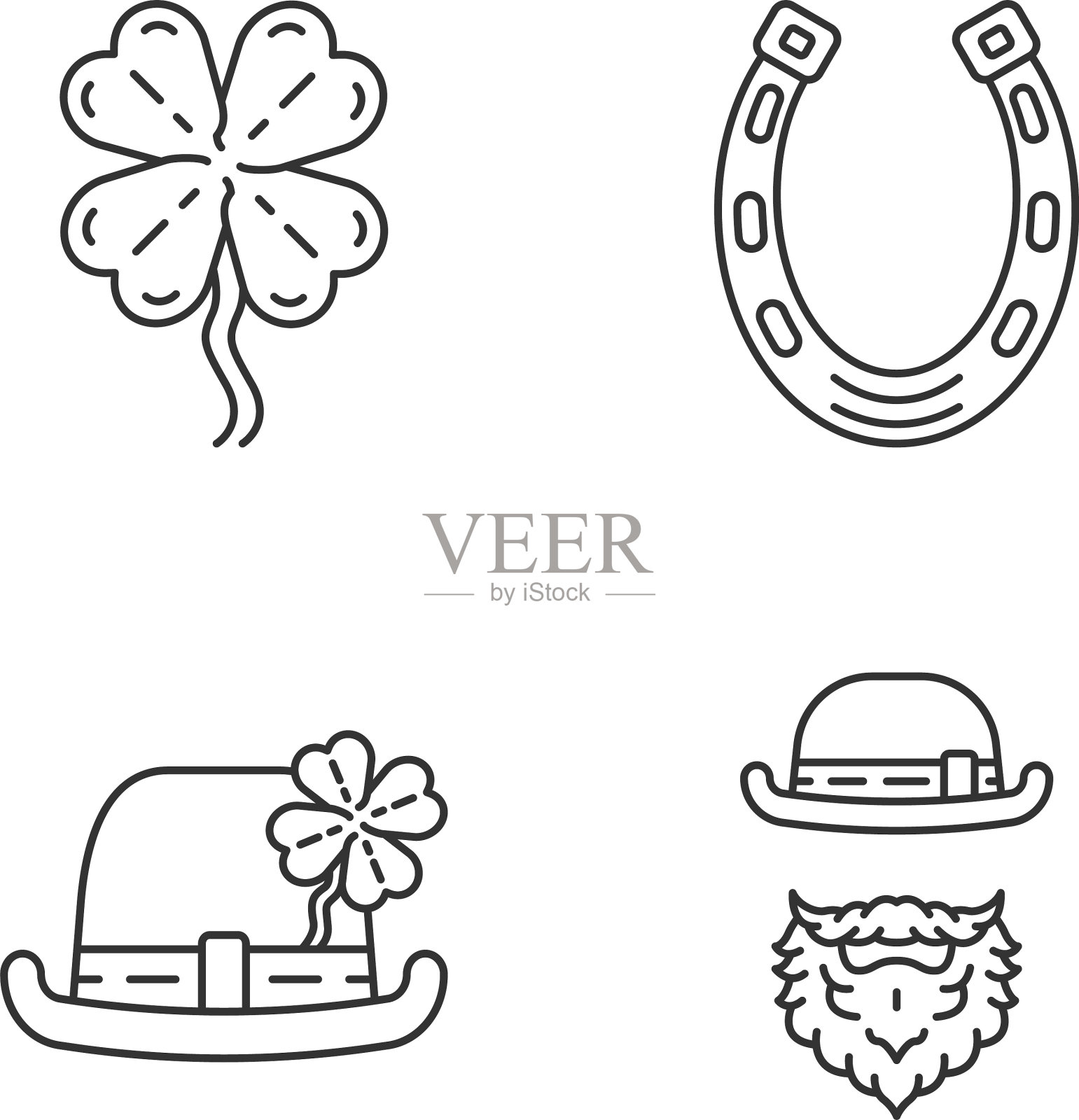 圣帕特里克日线性图标集插画图片素材