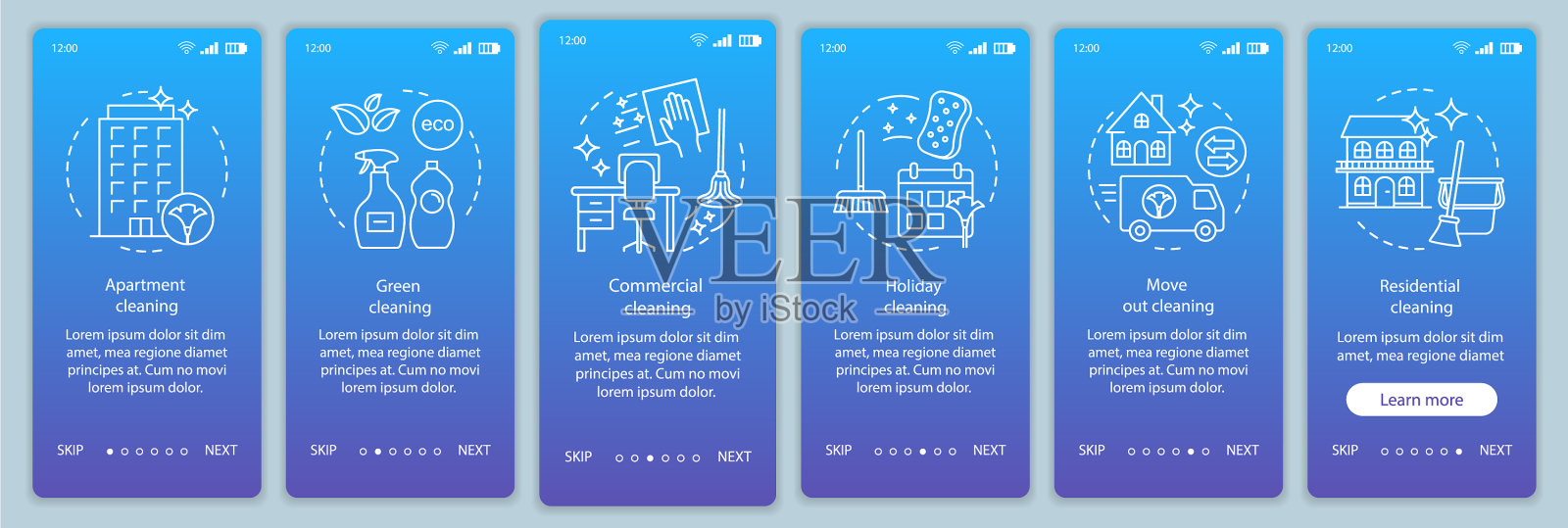 清洁服务登陆手机应用程序页面插画图片素材