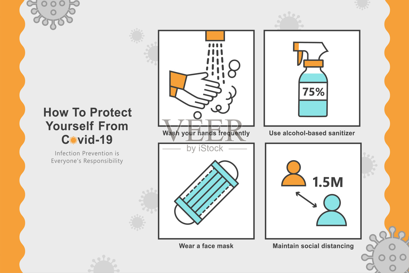 COVID-19预防措施插画图片素材