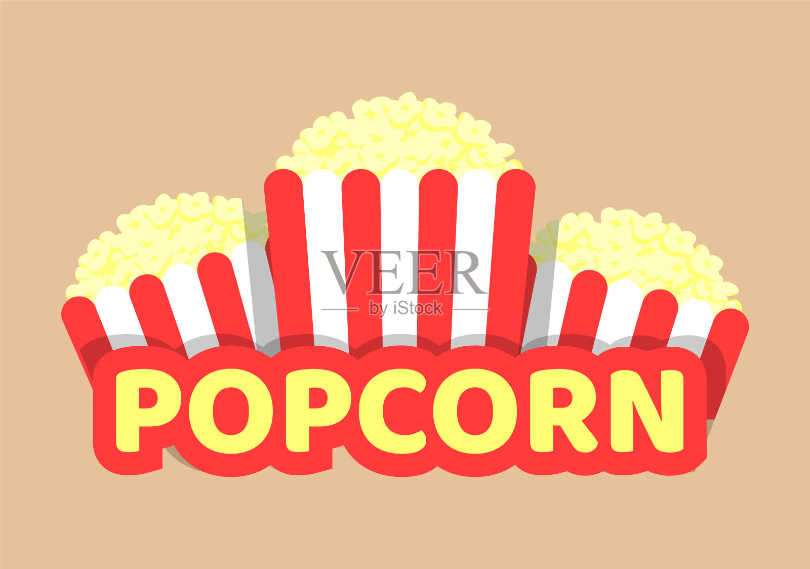 爆米花矢量插图与条纹食品包插画图片素材