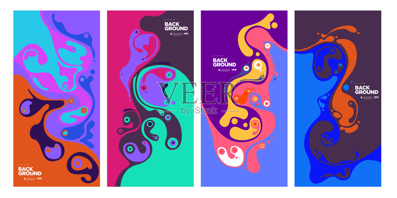 矢量抽象彩色流体和流体背景集合插画图片素材