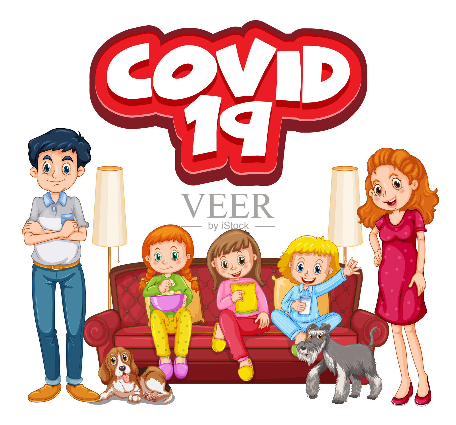 冠状病毒及其家庭成员插画图片素材