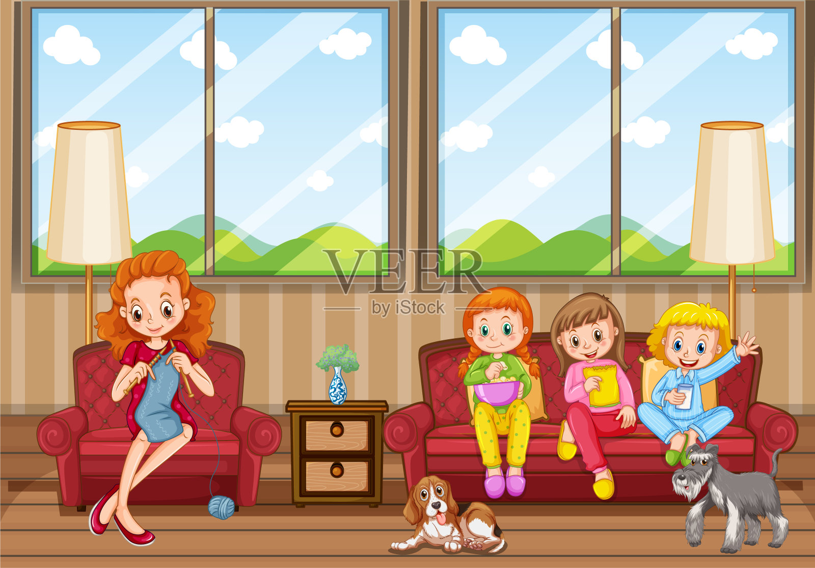 人们在家里放松的场景插画图片素材