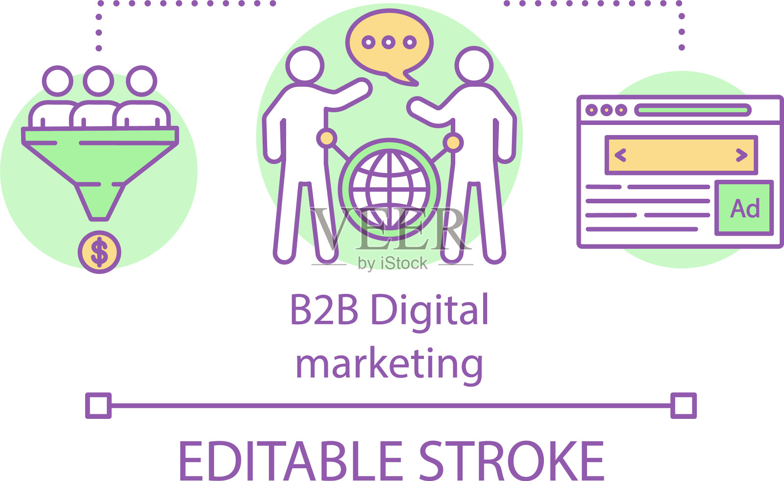 B2b数字营销概念图标企业插画图片素材