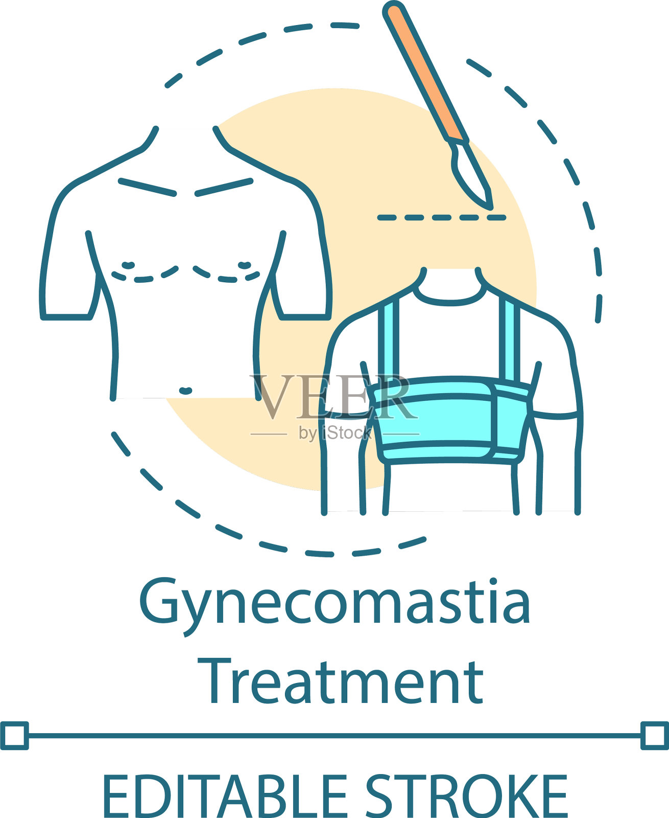 男性乳房治疗概念图标插画图片素材