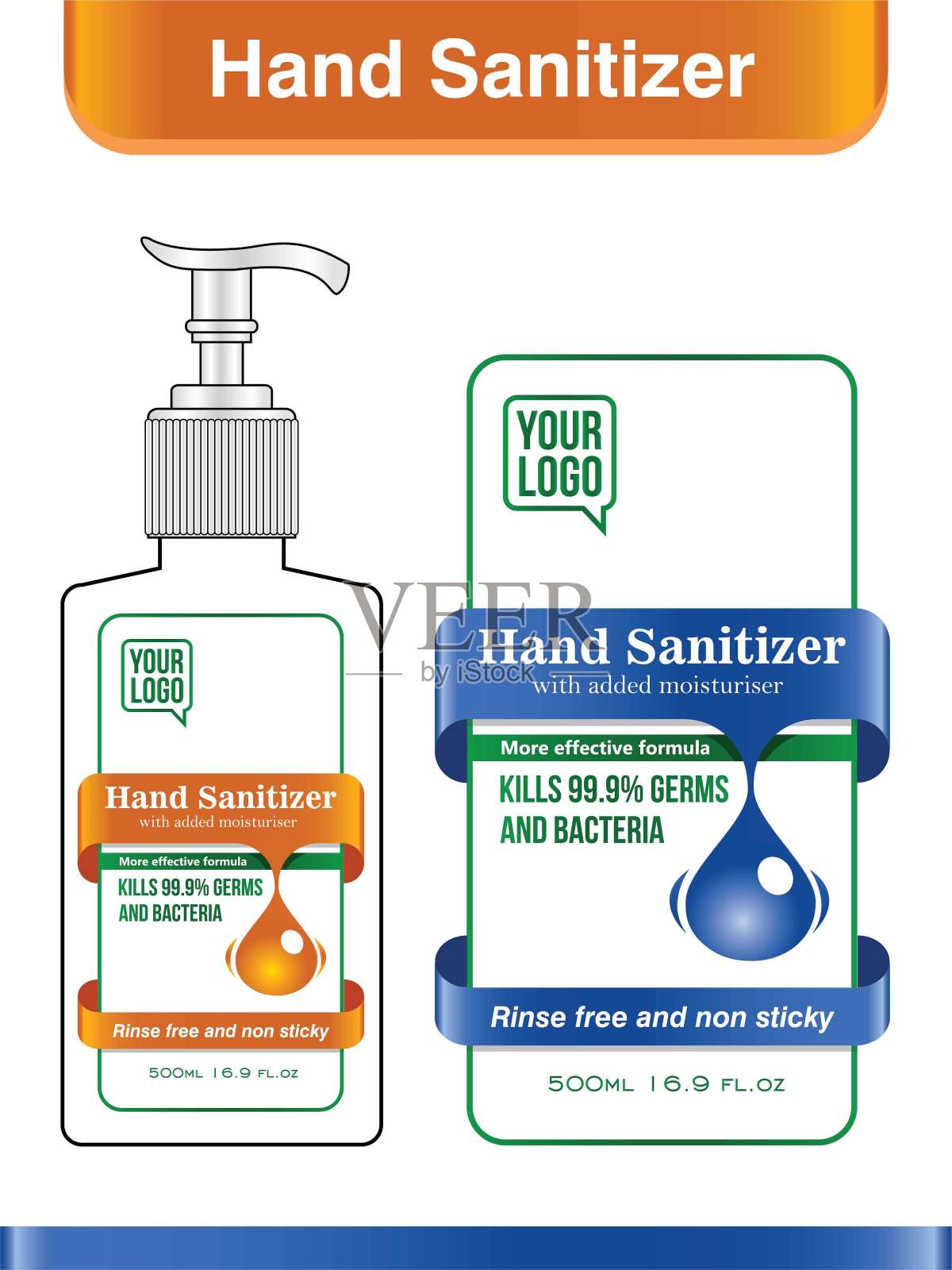 手消毒液标签设计矢量图形模板包装设计。插画图片素材