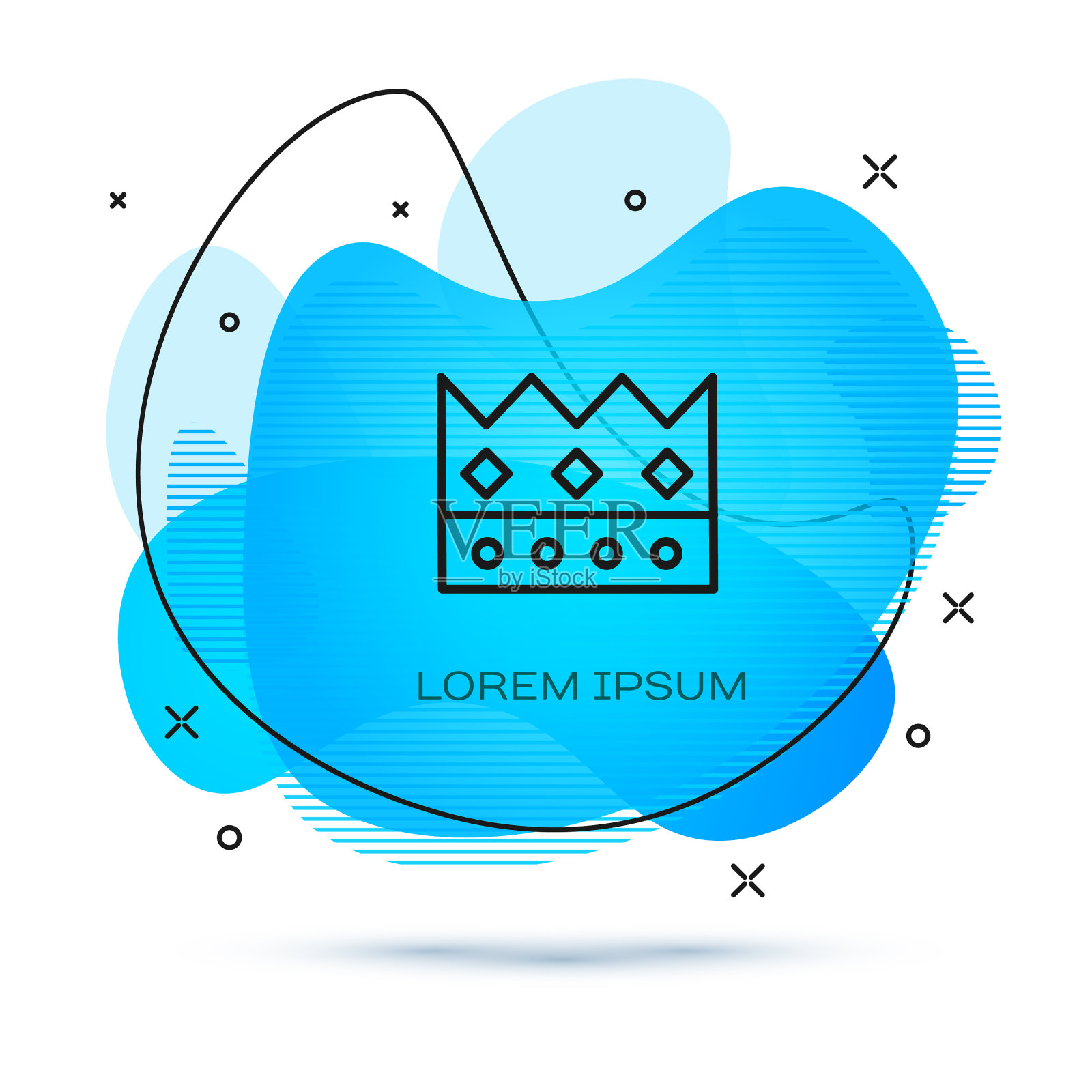 线国王皇冠图标孤立在白色背景插画图片素材