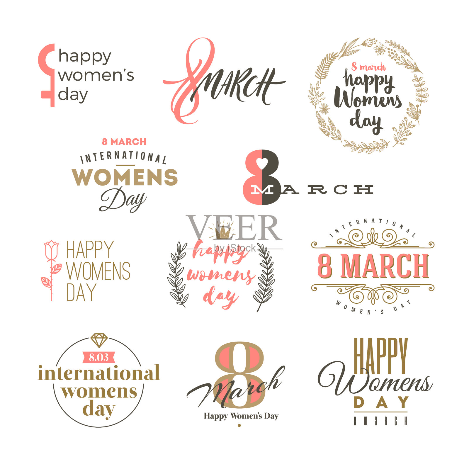 设置妇女节标志标志或标志插画图片素材