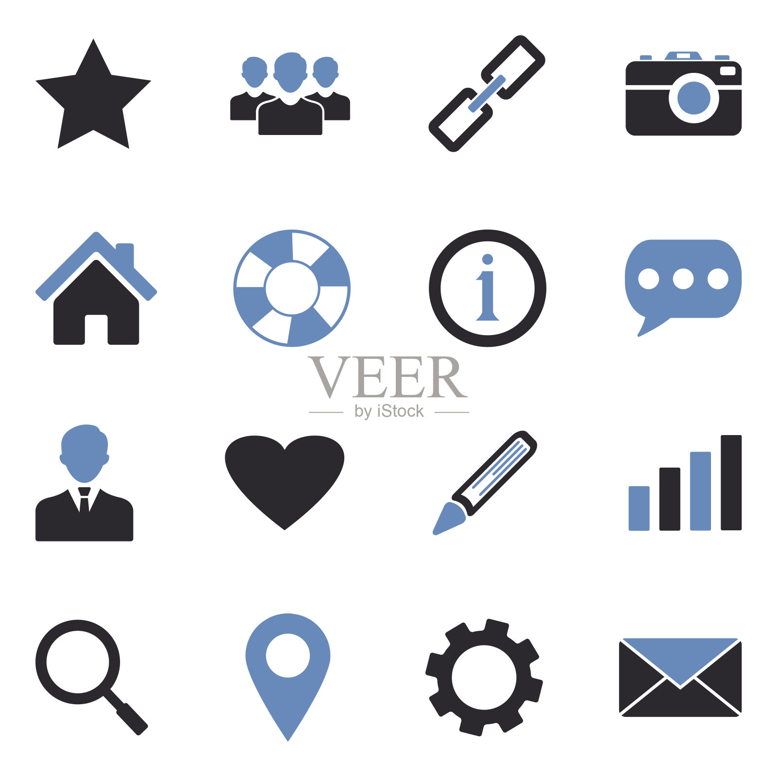 网站菜单导航图标。双色调平面设计。矢量插图。图标素材