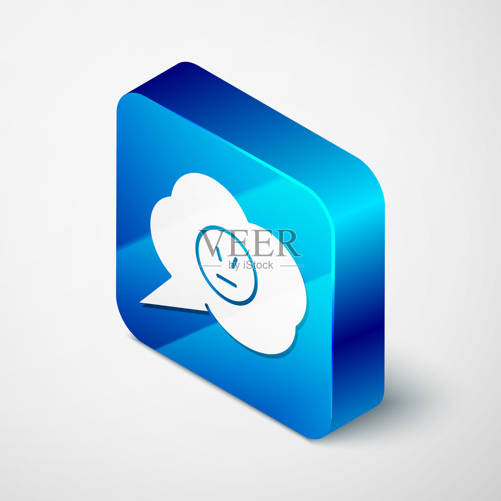 等距语音气泡与愤怒的微笑图标图标素材