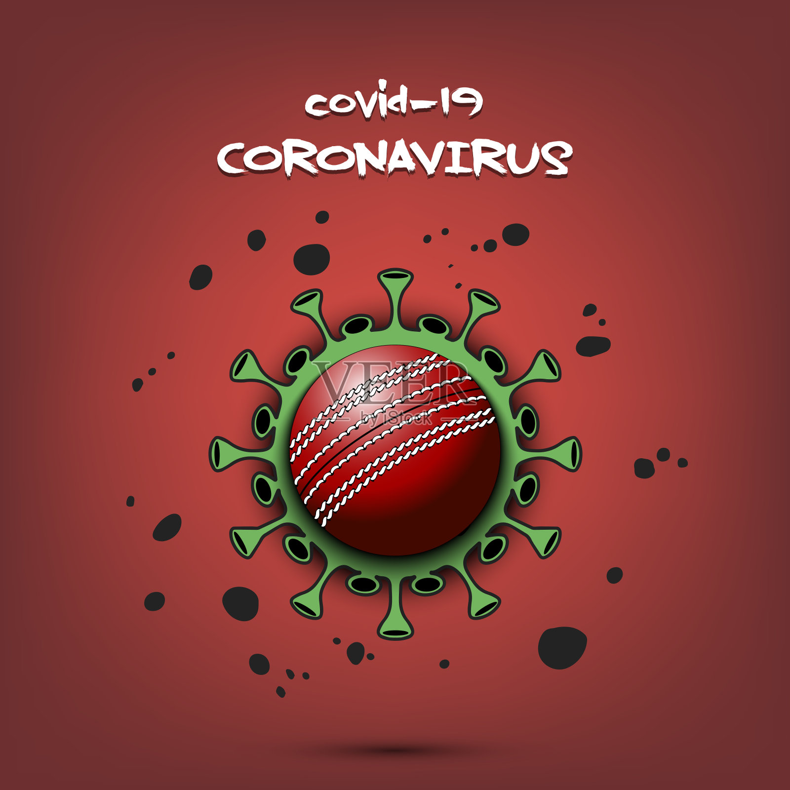 冠状病毒标志与板球插画图片素材