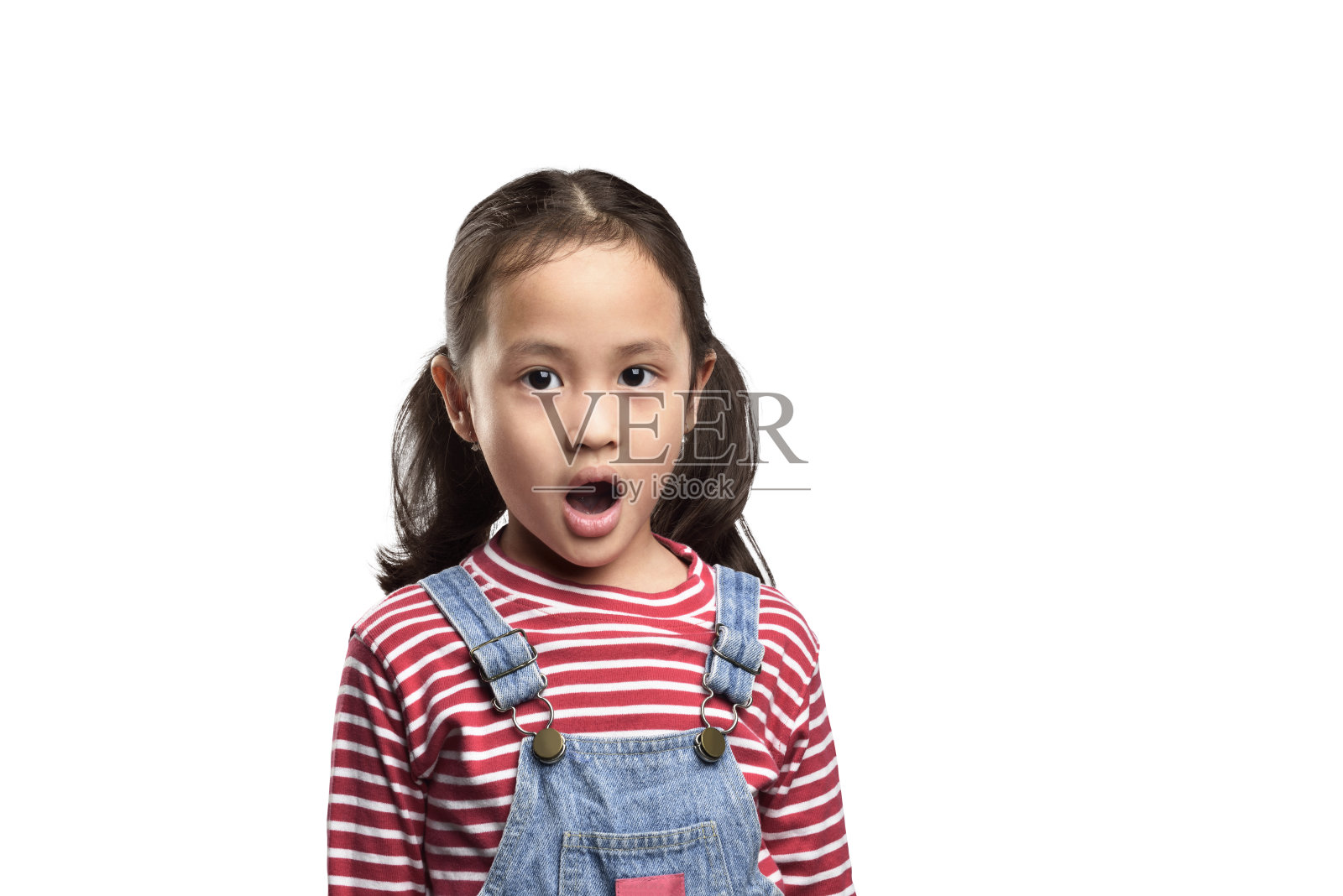 亚洲小女孩,表情有趣而惊讶照片摄影图片