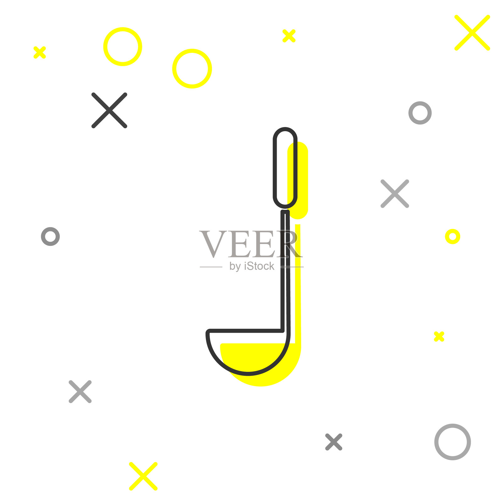 灰色线厨房勺图标孤立在白色图标素材