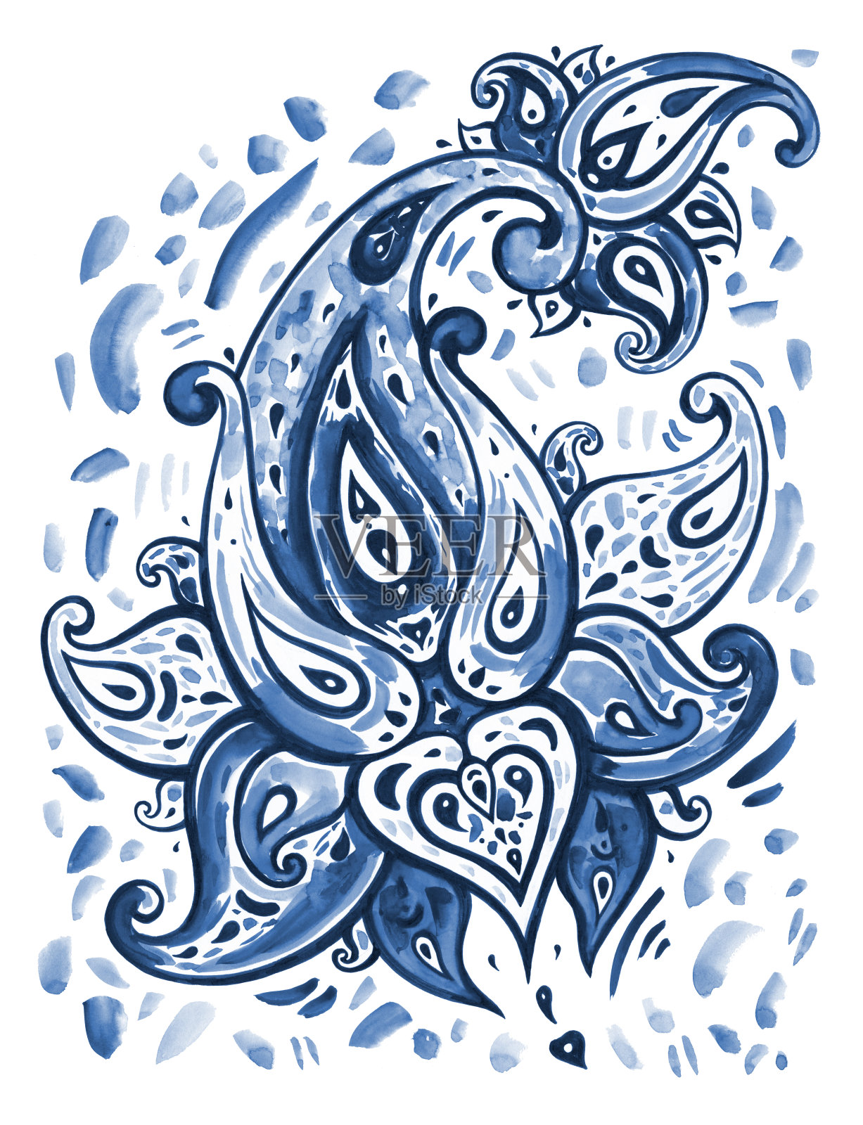 水彩花卉图案插画图片素材