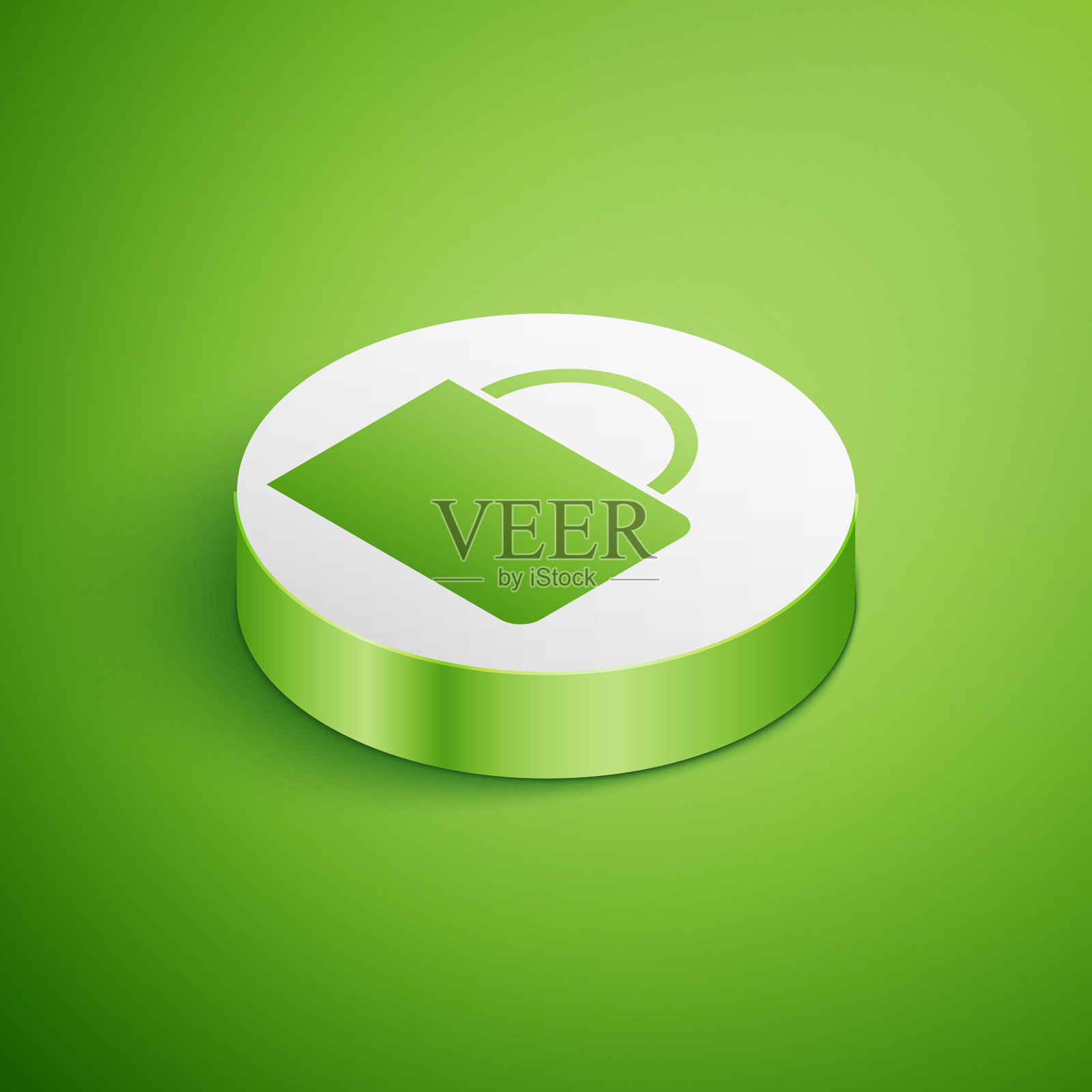 等距咖啡杯图标孤立在绿色插画图片素材